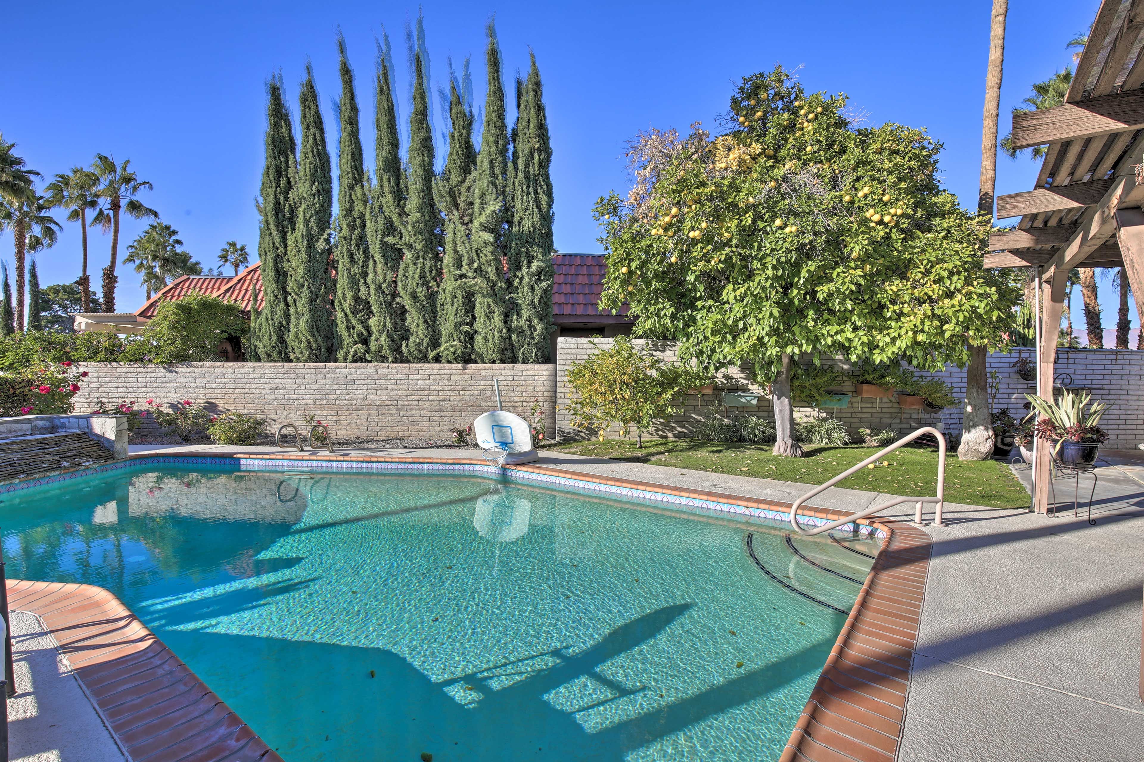 Perfect your summer (or winter) tan next to the private pool.