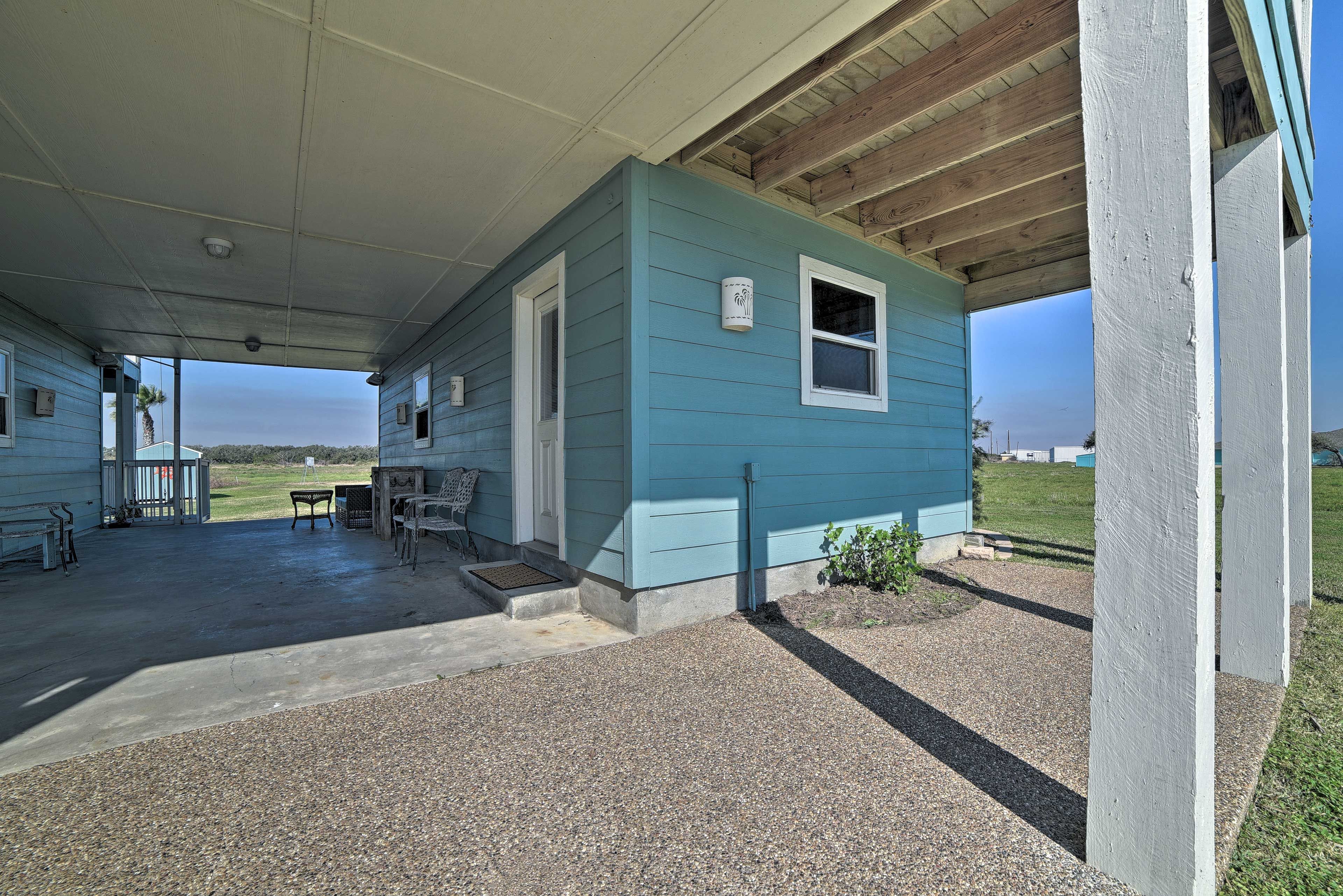 There's room for 1 car in the carport and another in the driveway.