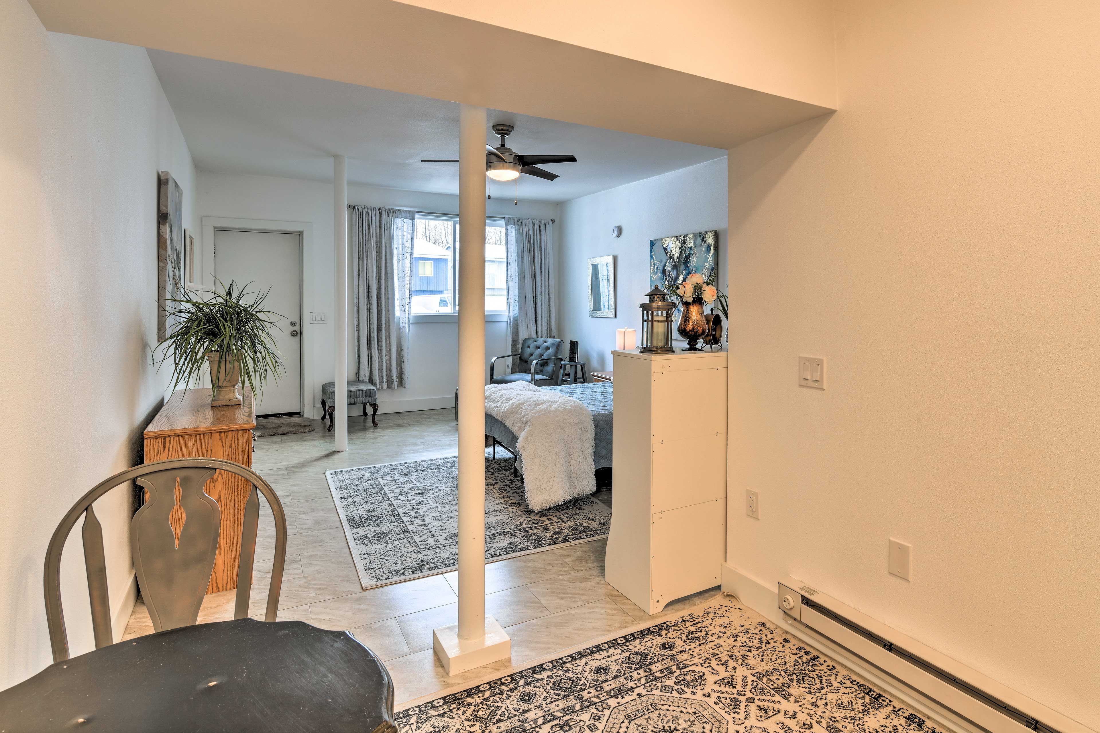 The kitchen is just steps away from your living space.