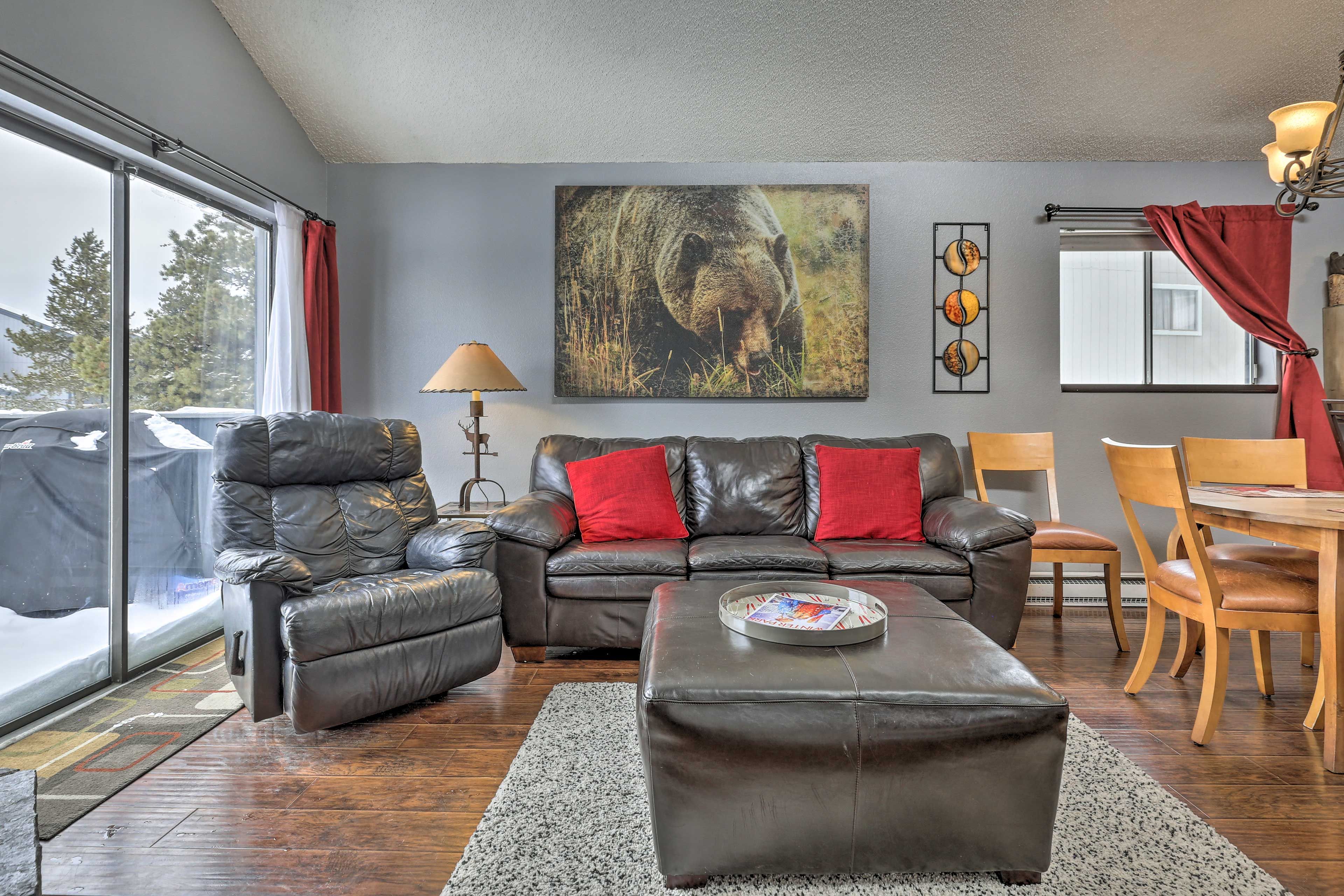 Cozy up on the sofa after a fun-filled day of skiing.