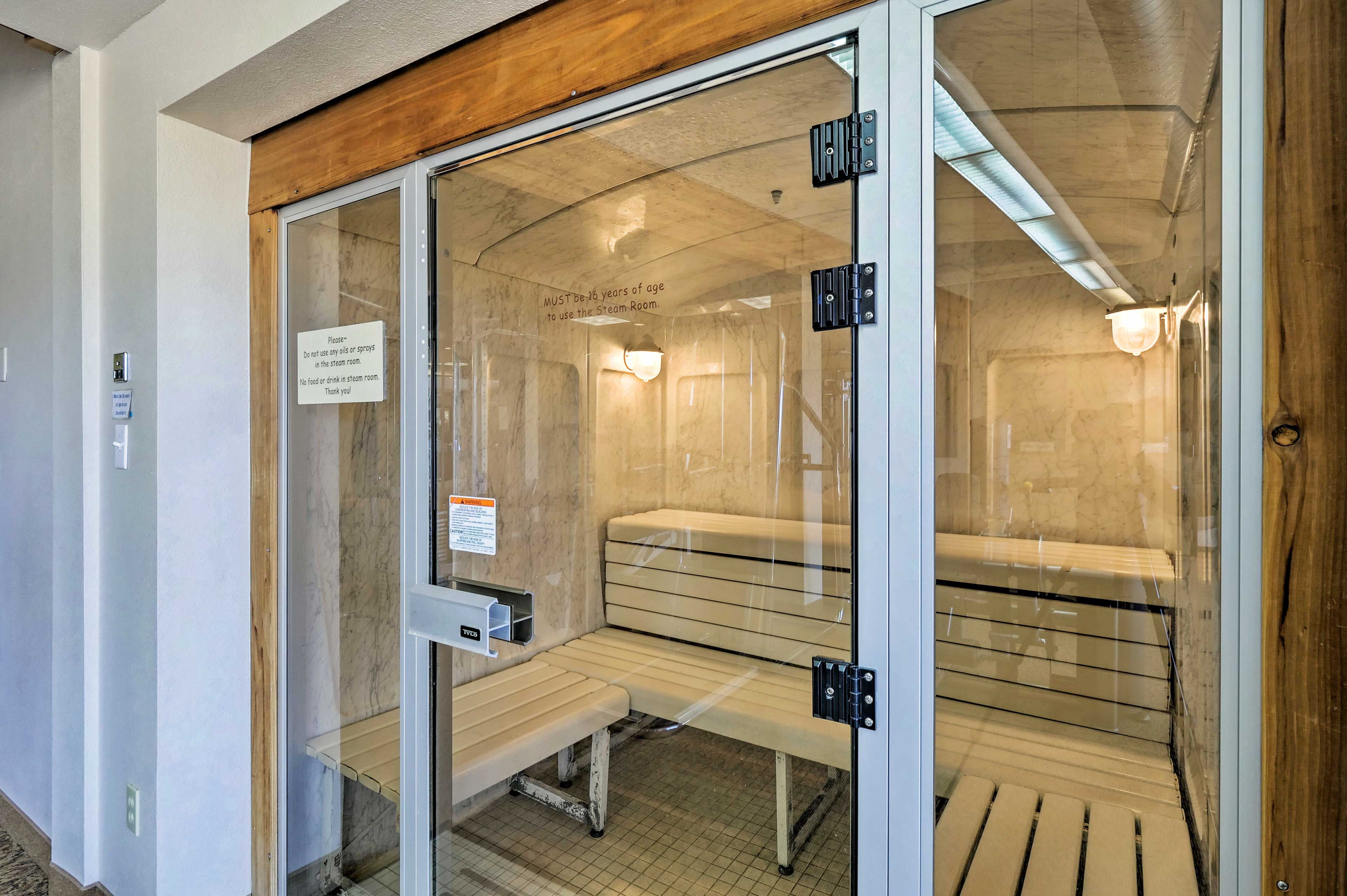 Free your worries in the peaceful steam room.