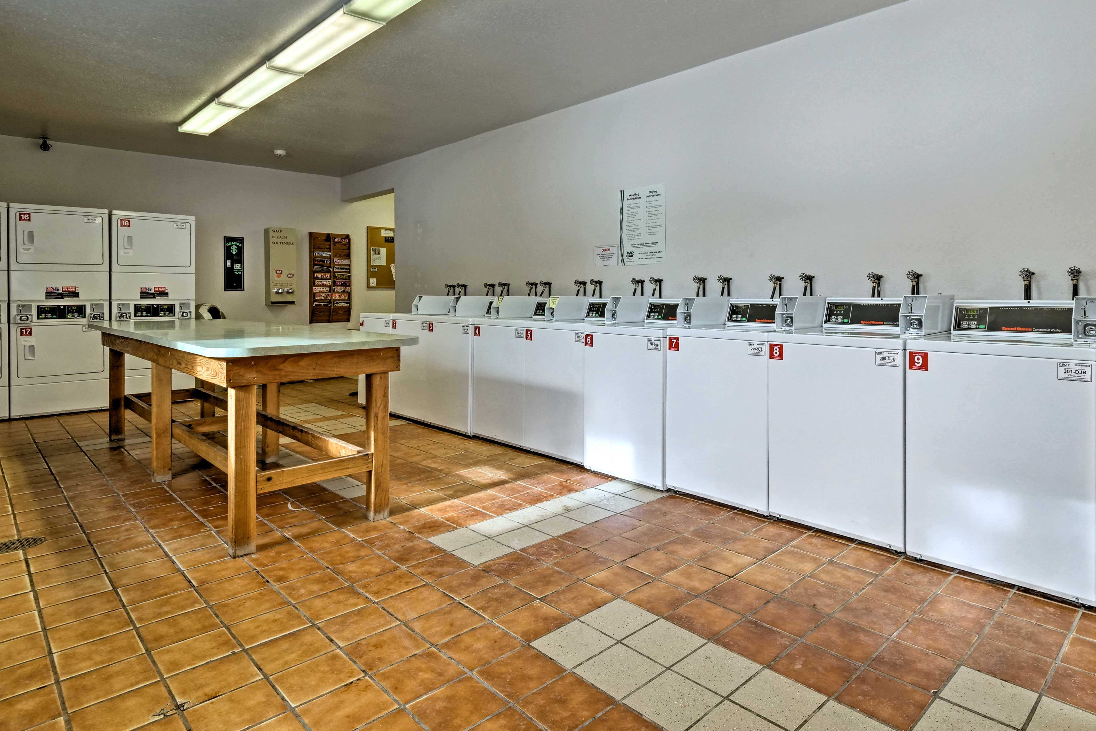 Take care of your clothes by using the onsite laundry facilities.