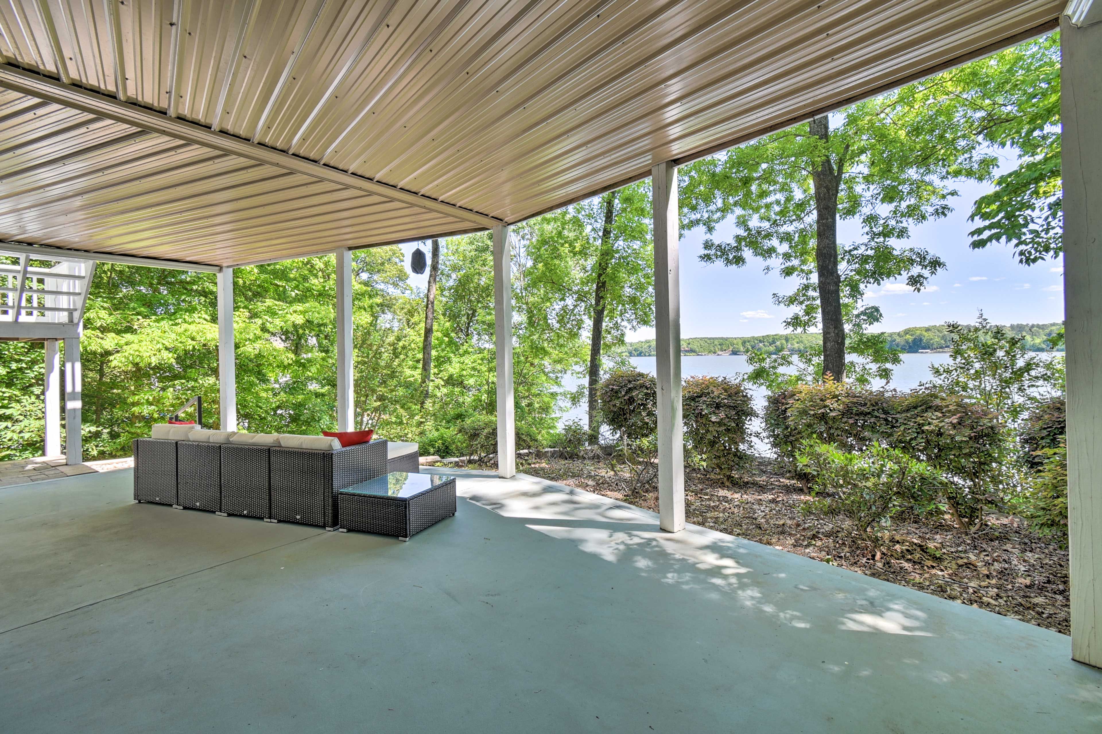 You'll find a furnished patio on the lower level.
