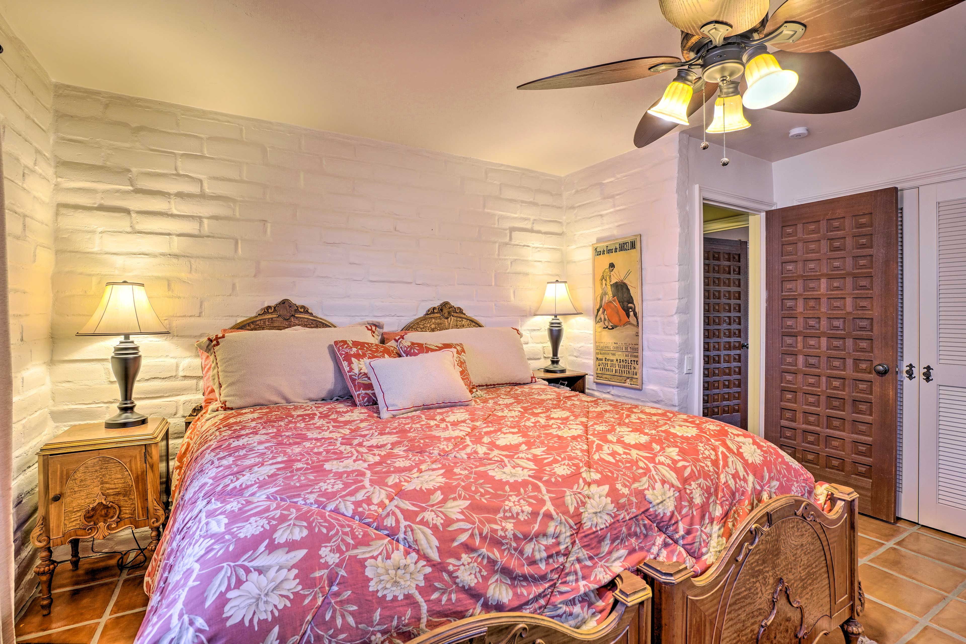 Couples will love this bedroom's king bed.