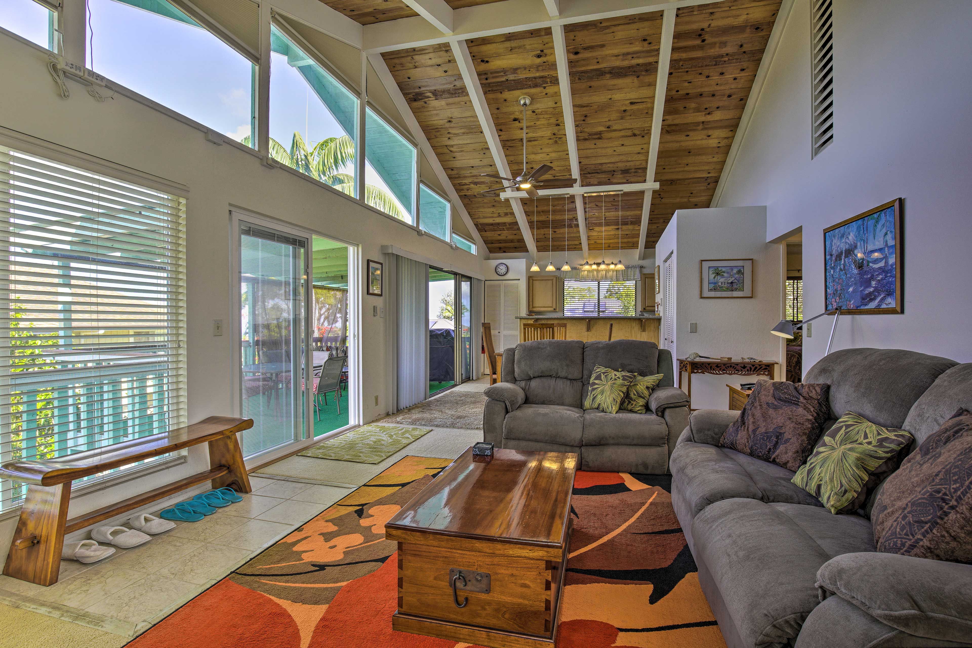 Natural light streams into the 2-bedroom, 1-bath living space.