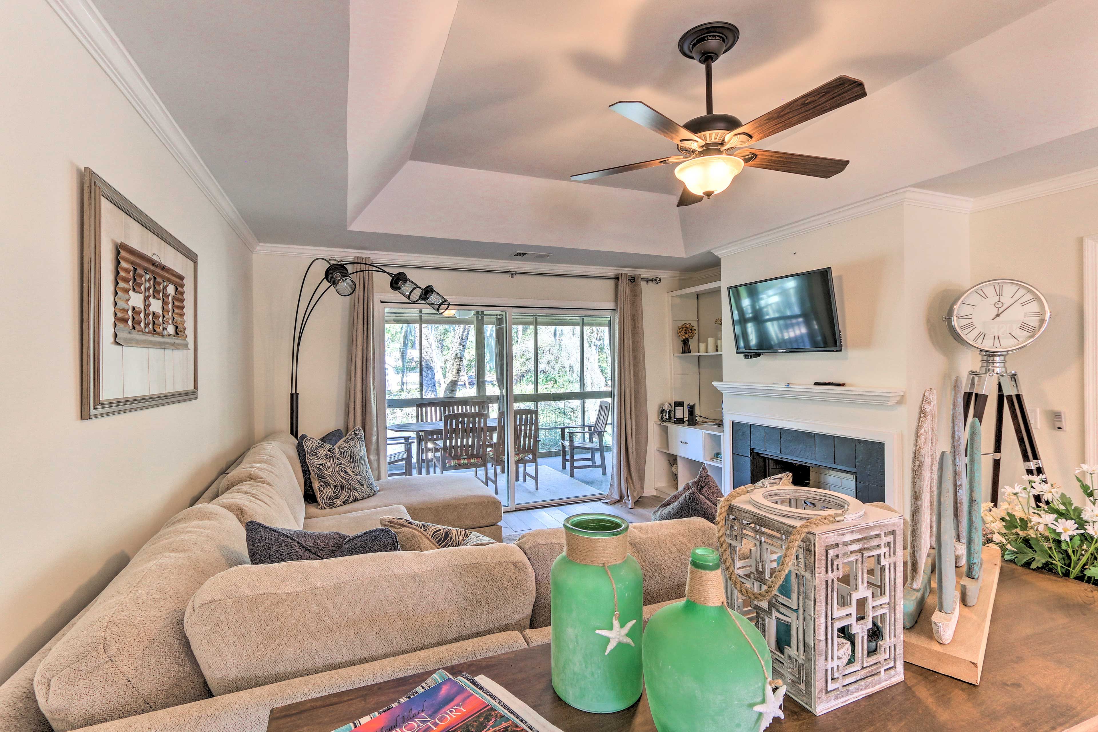 The vacation rental's interior blends charming character and modern comforts.