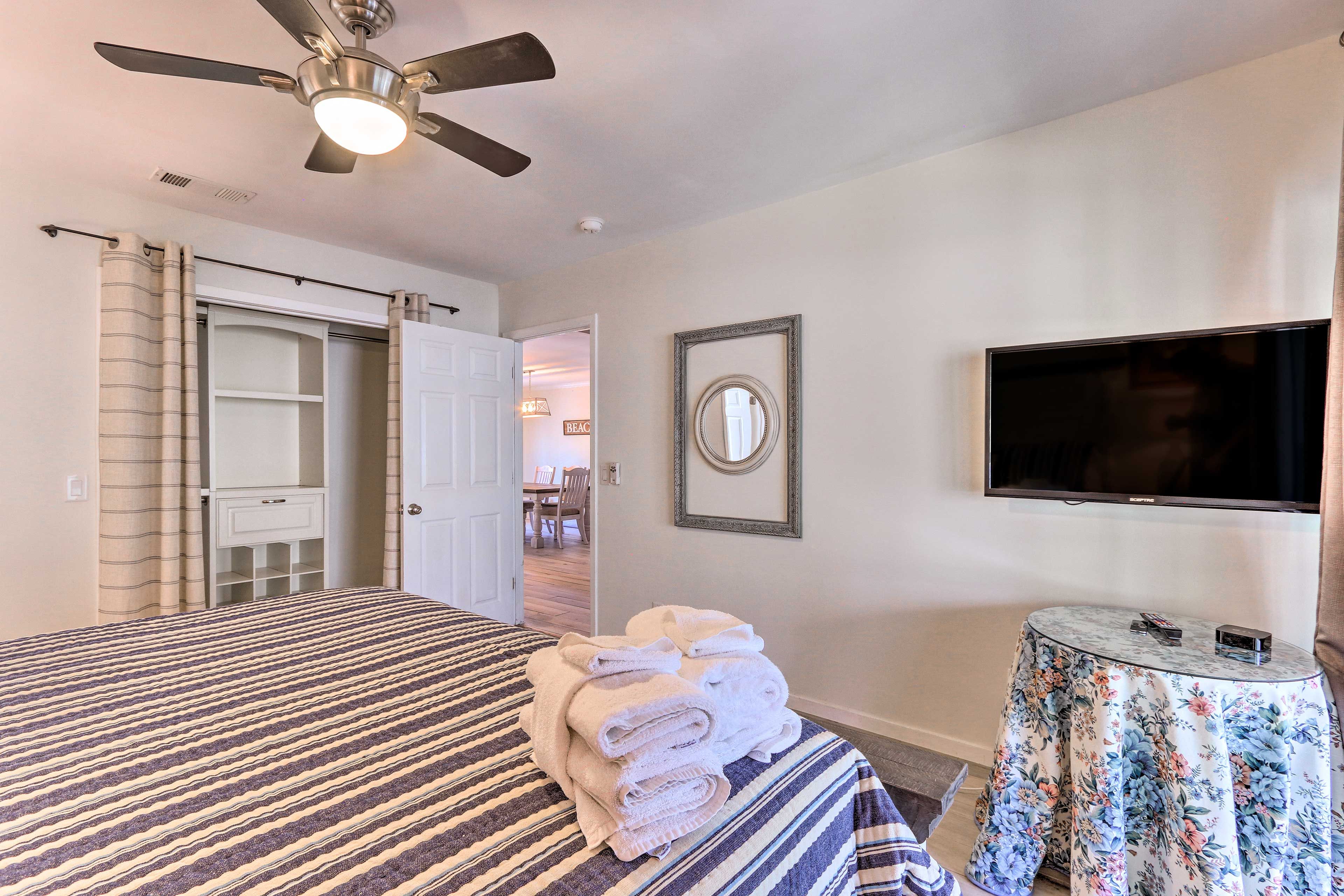 Fresh towels and linens are provided for your convenience.