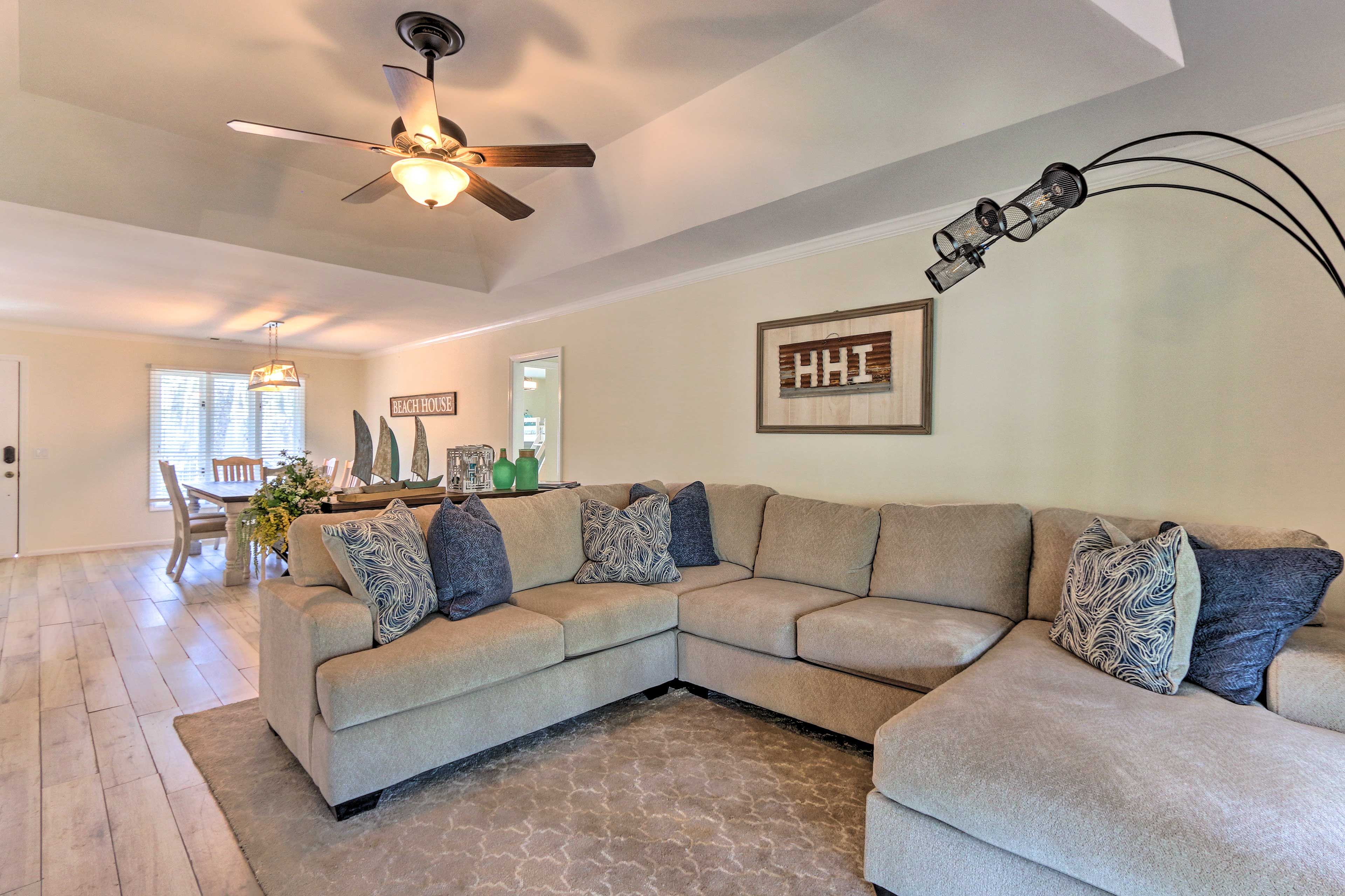 Kick back and watch a show on the flat-screen TV.