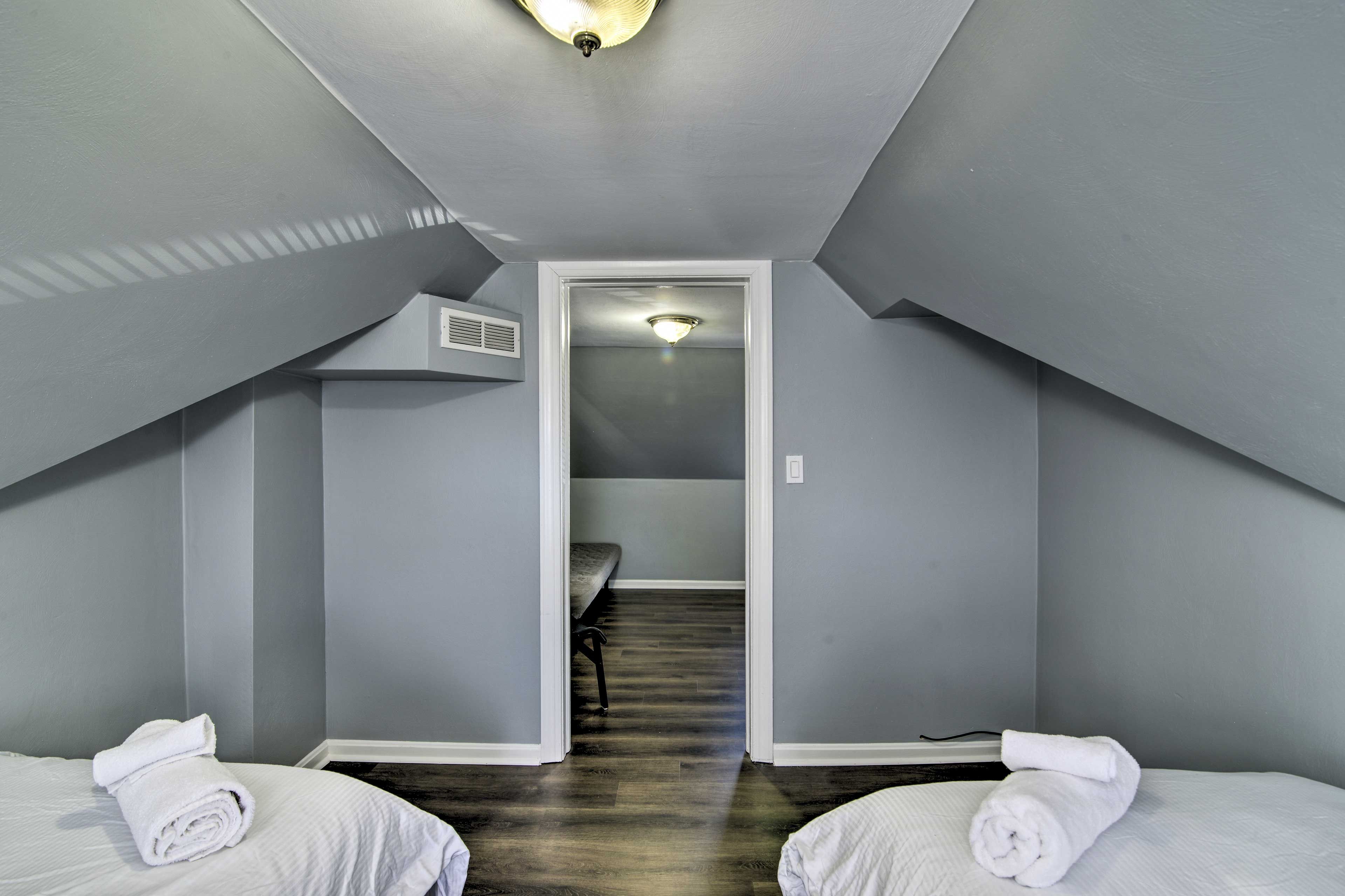 An additional sleeping and entertainment space is in this room.