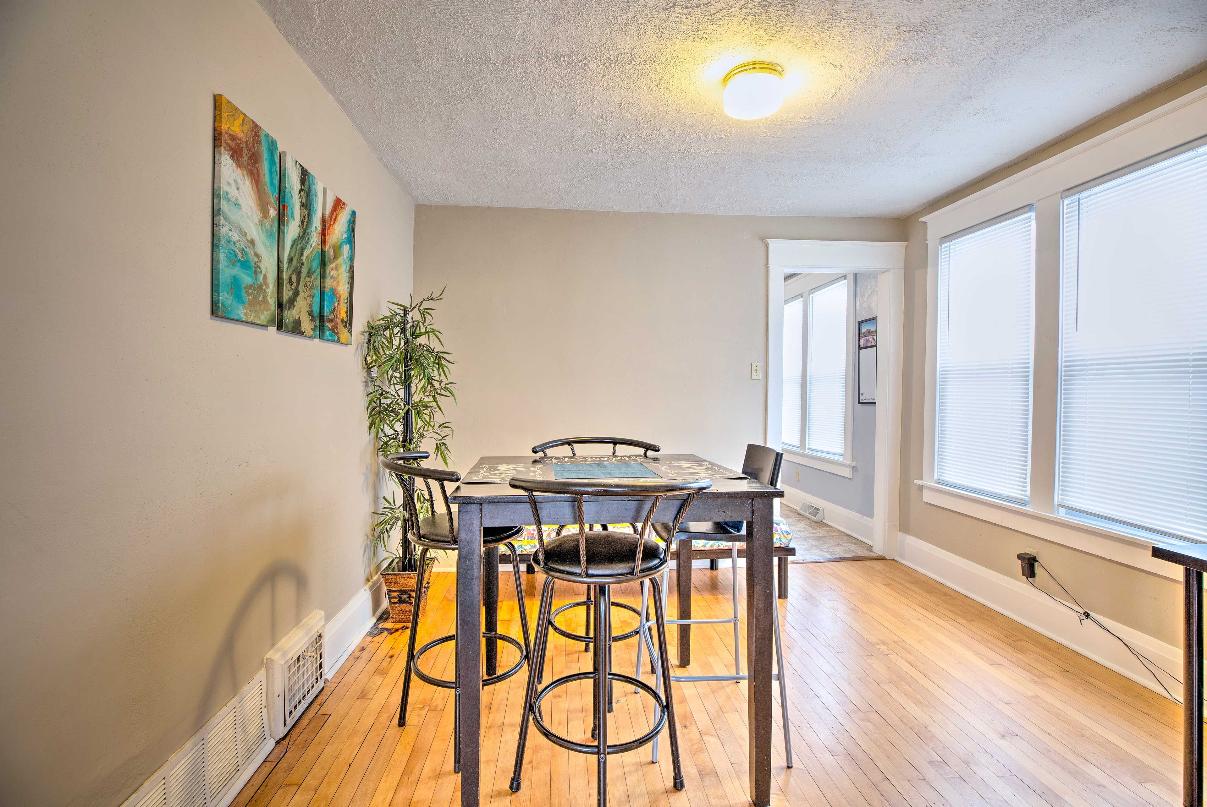 Dine in style at the high-top table.
