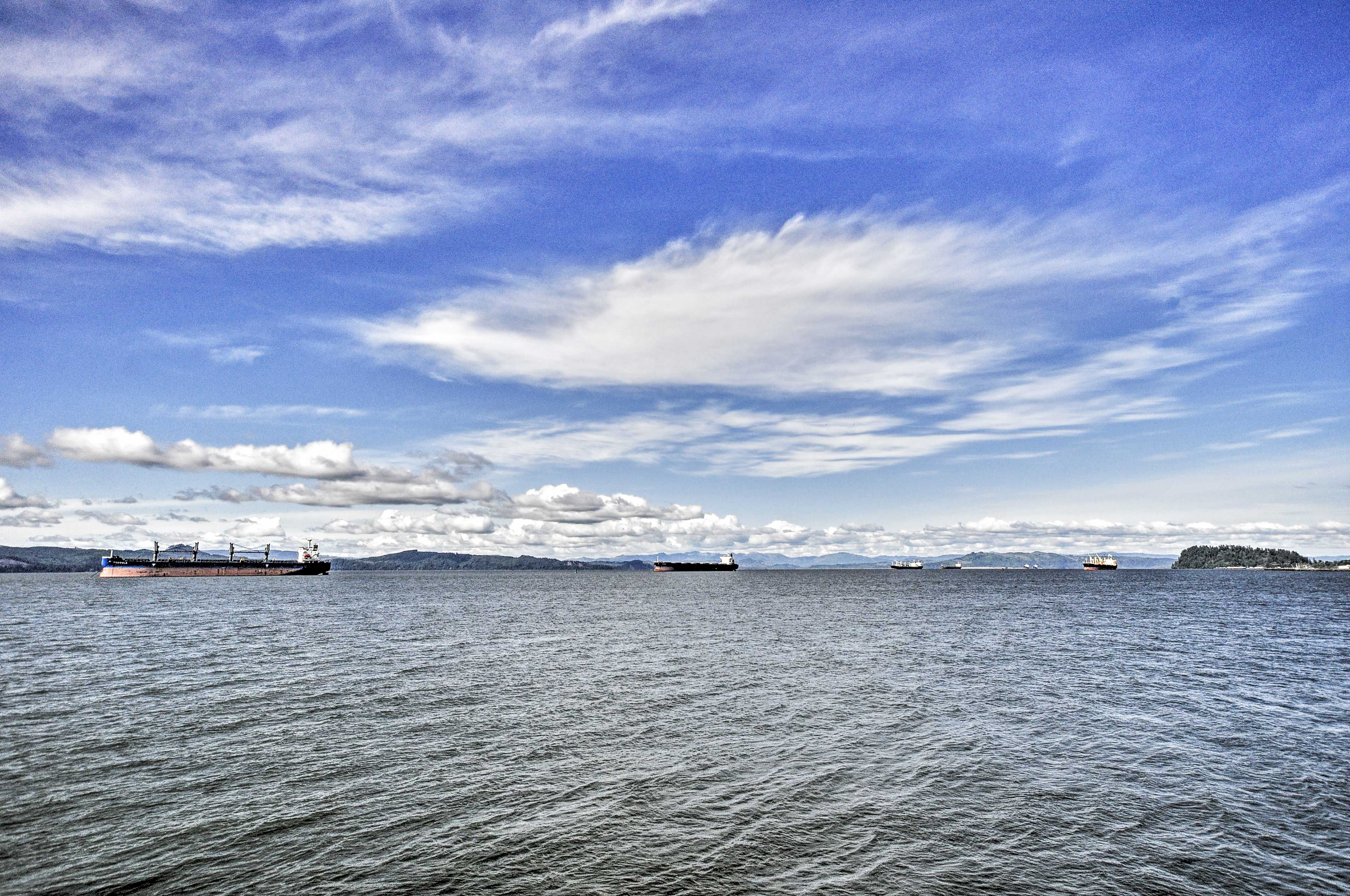 Astoria sits directly on the Columbia River Gorge.