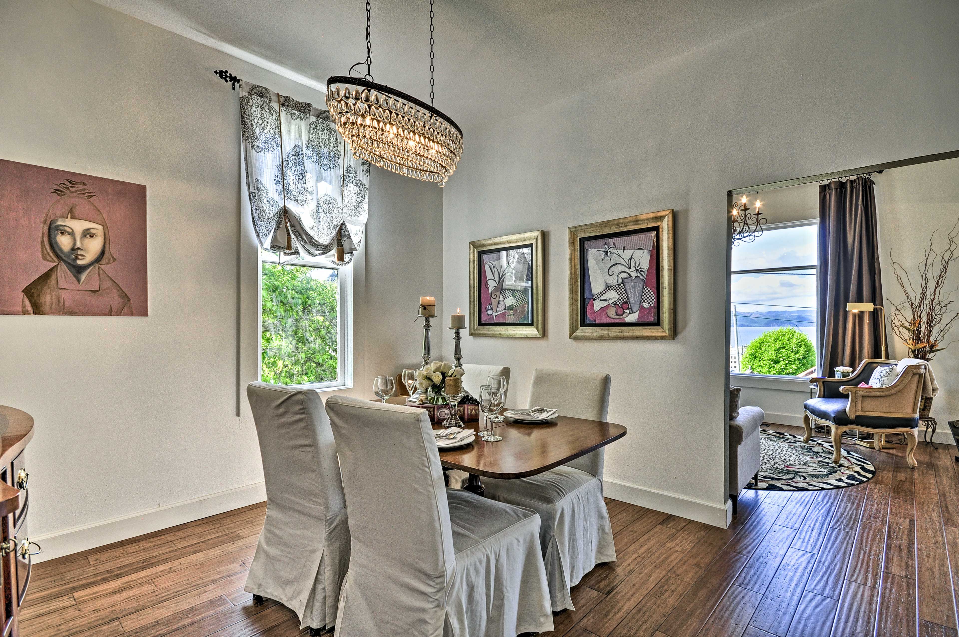 Place settings and dishware are provided for guests.
