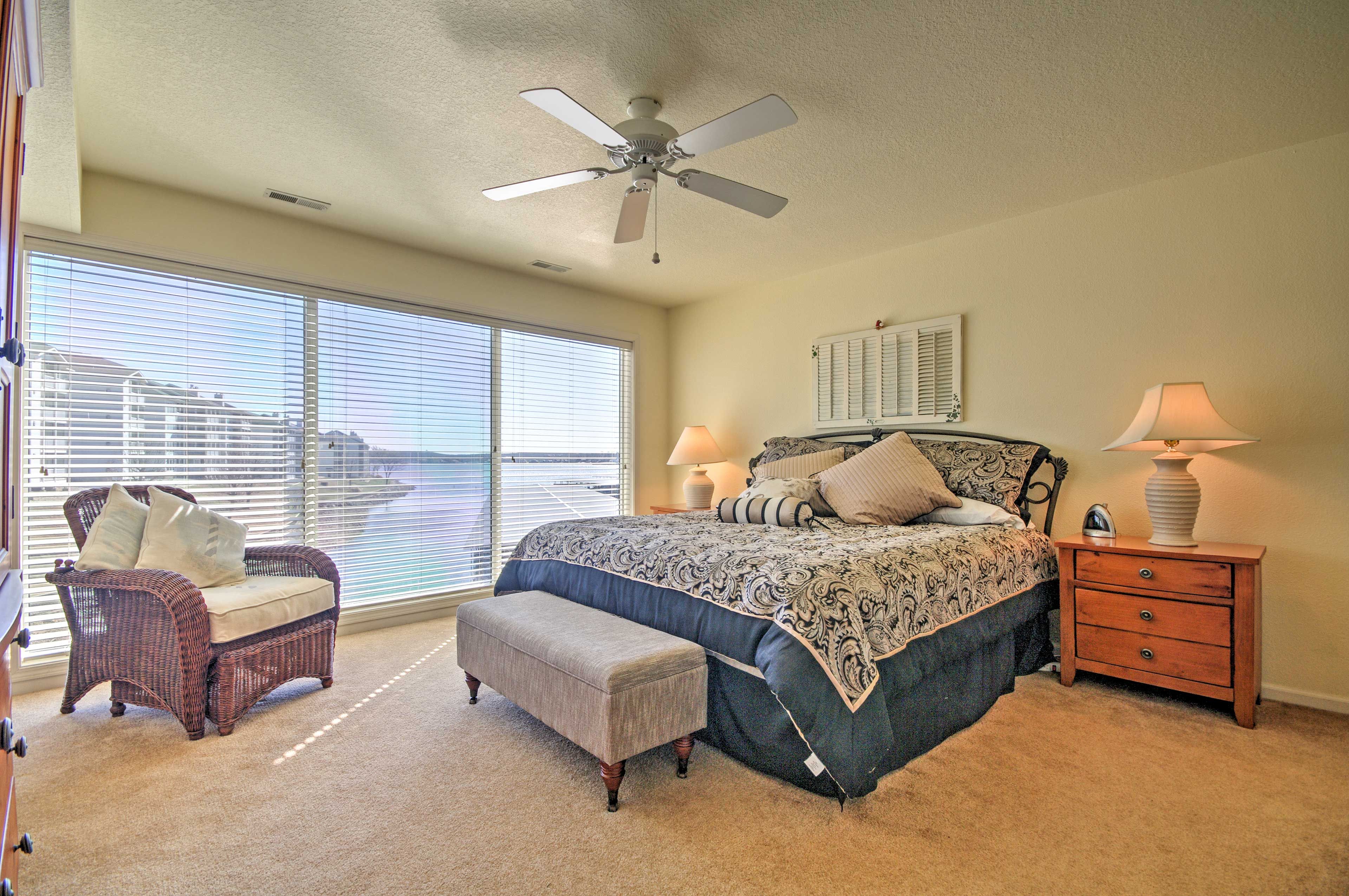 The master bedroom features a king bed.
