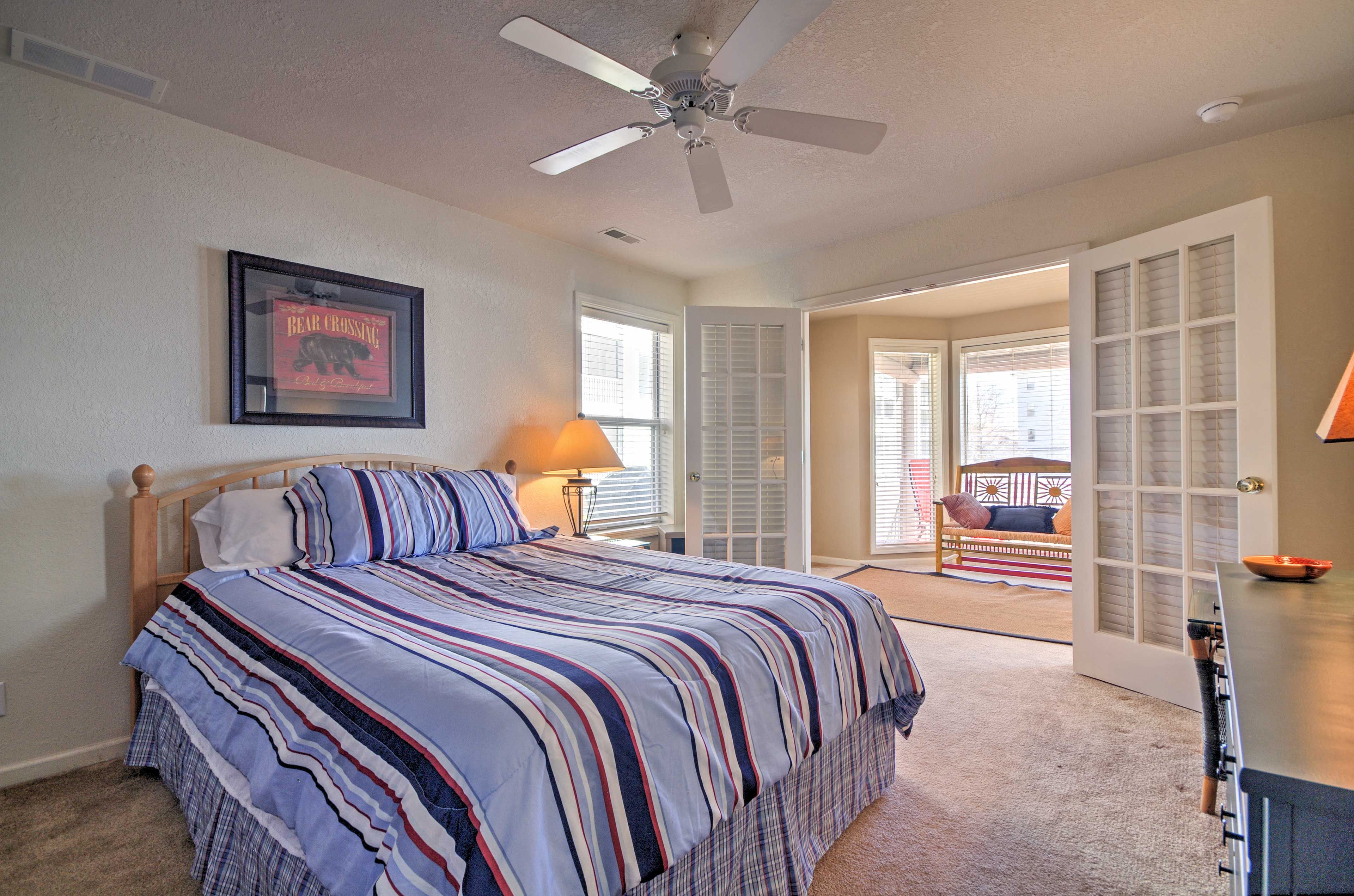Rest easily beneath the cooling ceiling fan.