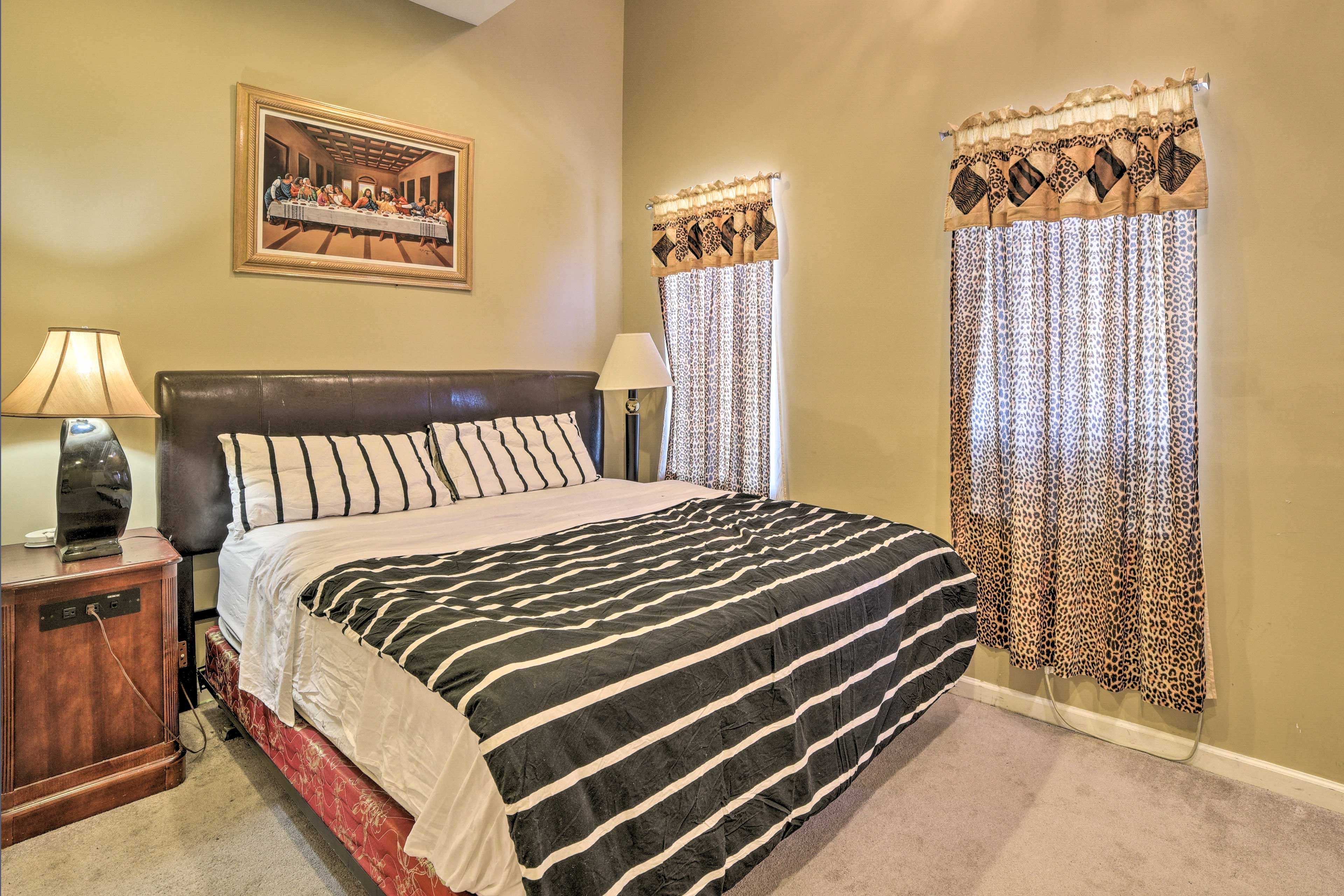 This bedroom has a king bed.