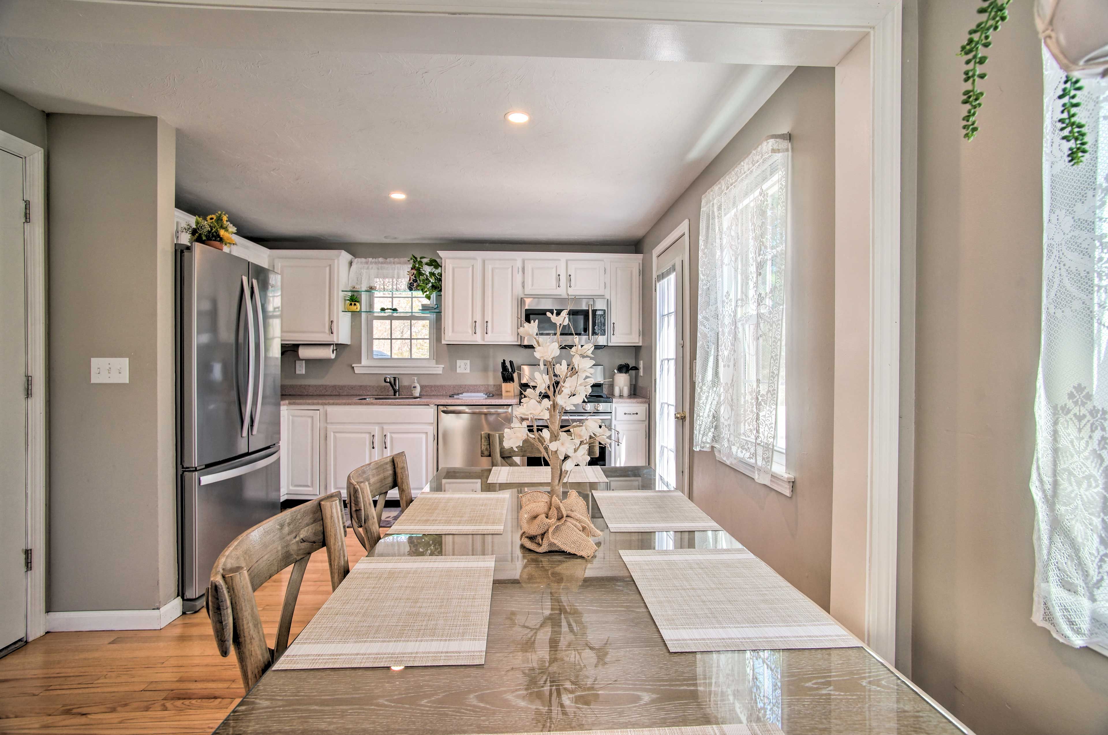 Sandwich Vacation Rental | 3BR | 1BA | 1,600 Sq Ft | 2 Steps Required for Entry