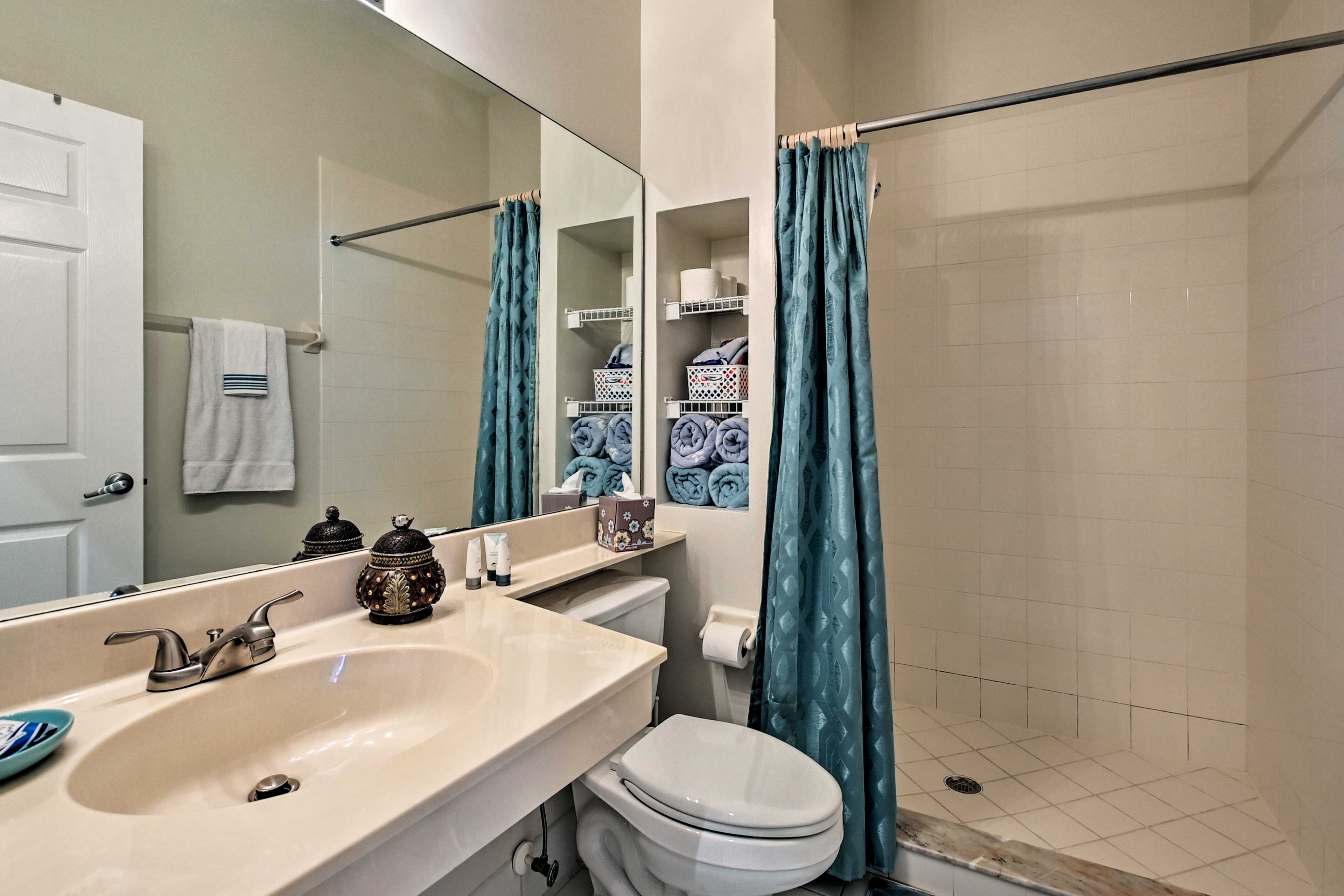 Rinse off in the walk-in shower after a day of exploring the area!