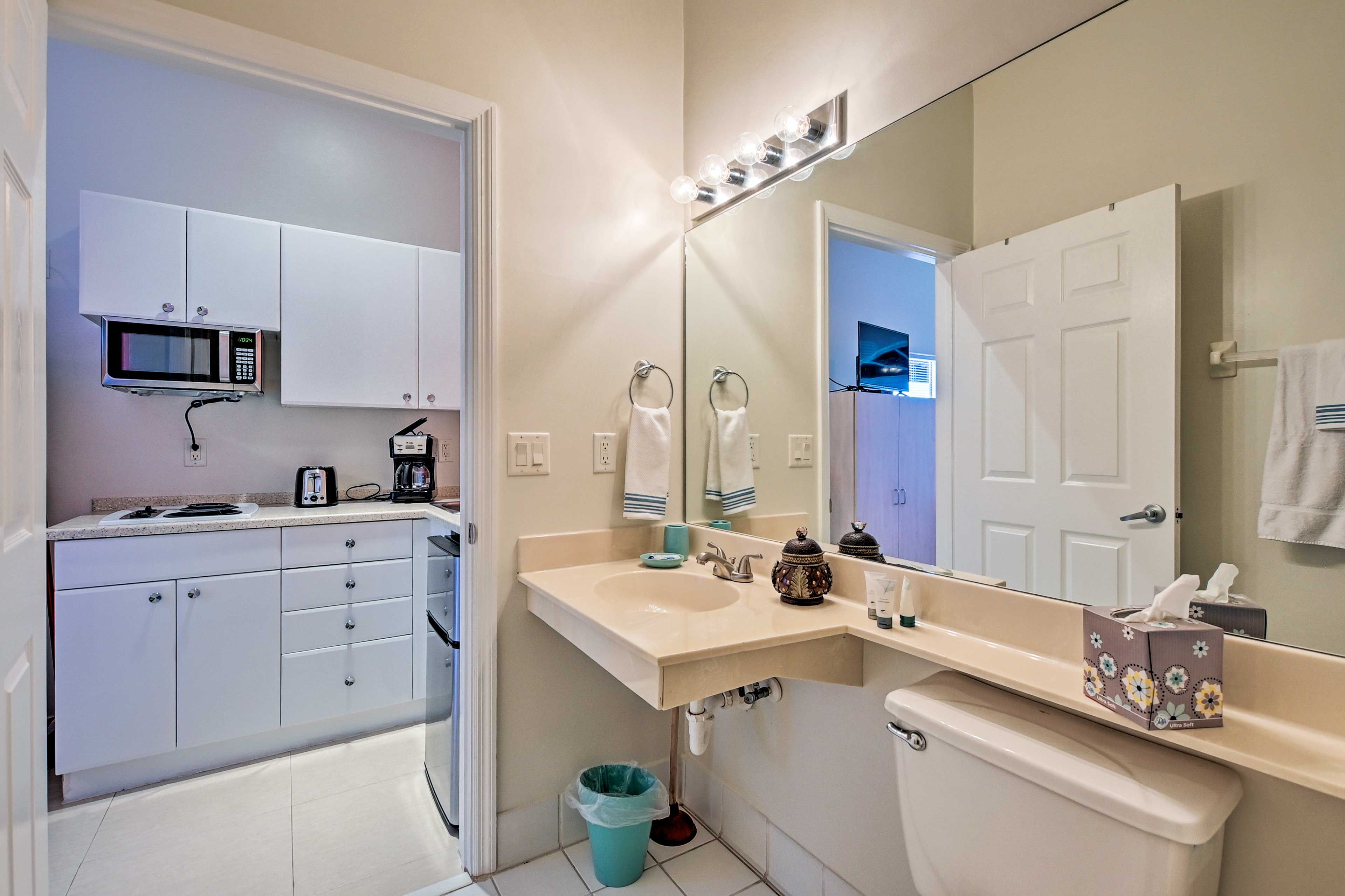 Complimentary toiletries will be waiting for you when you arrive.