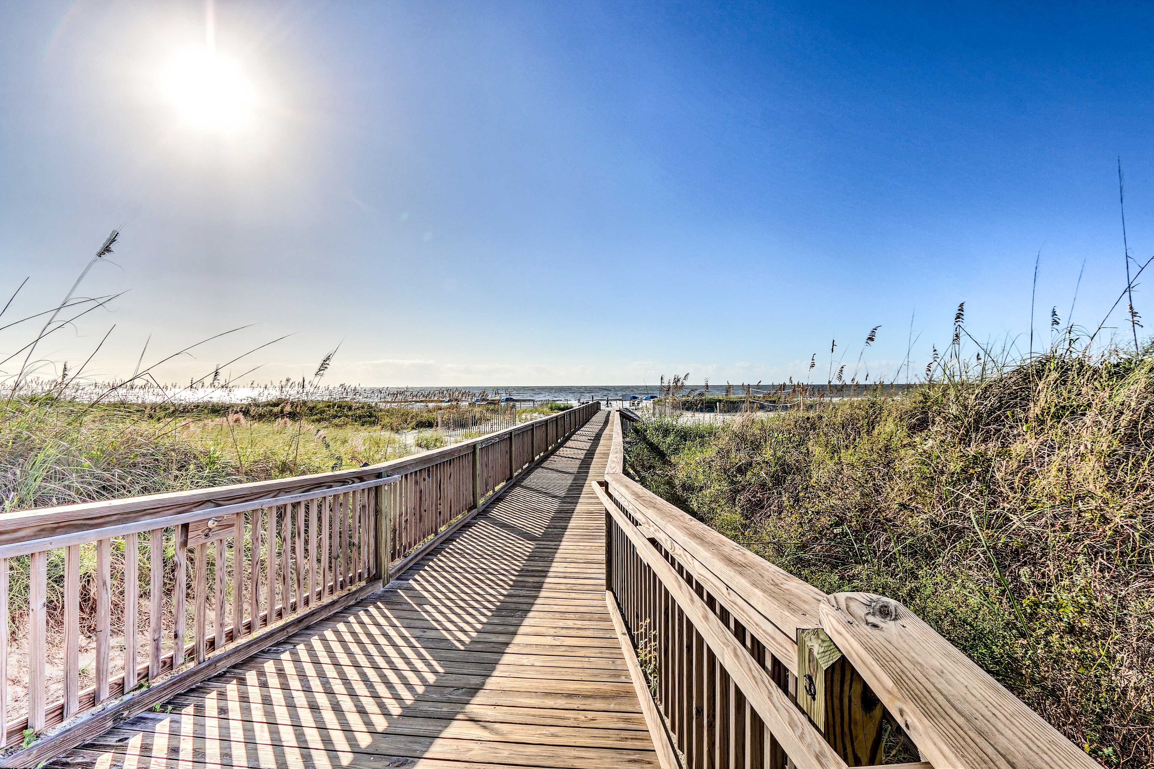 The boardwalk leads directly to the beach.