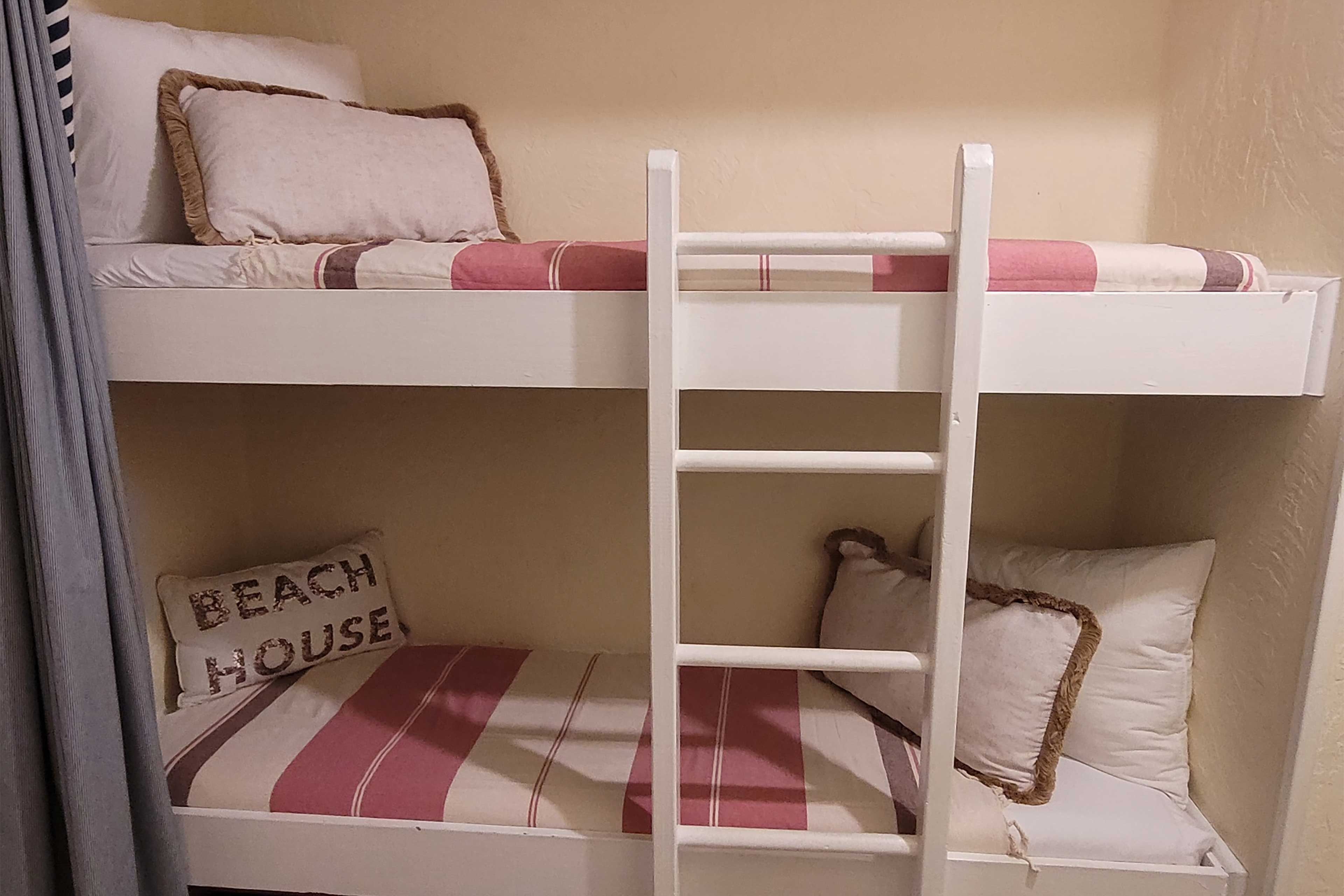 The built-in single beds are perfect for children.
