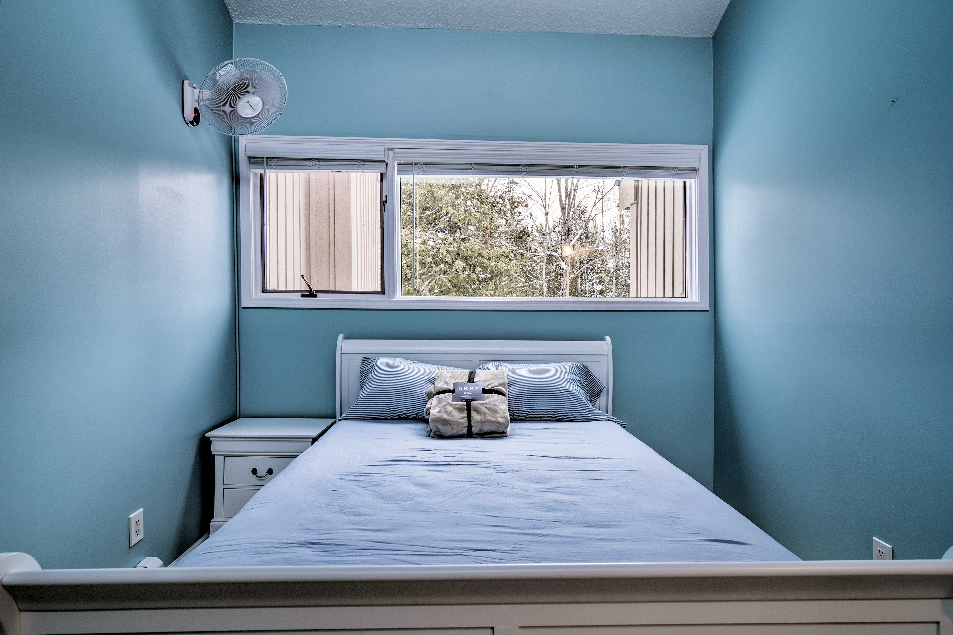 Curl up in the queen bed each night.