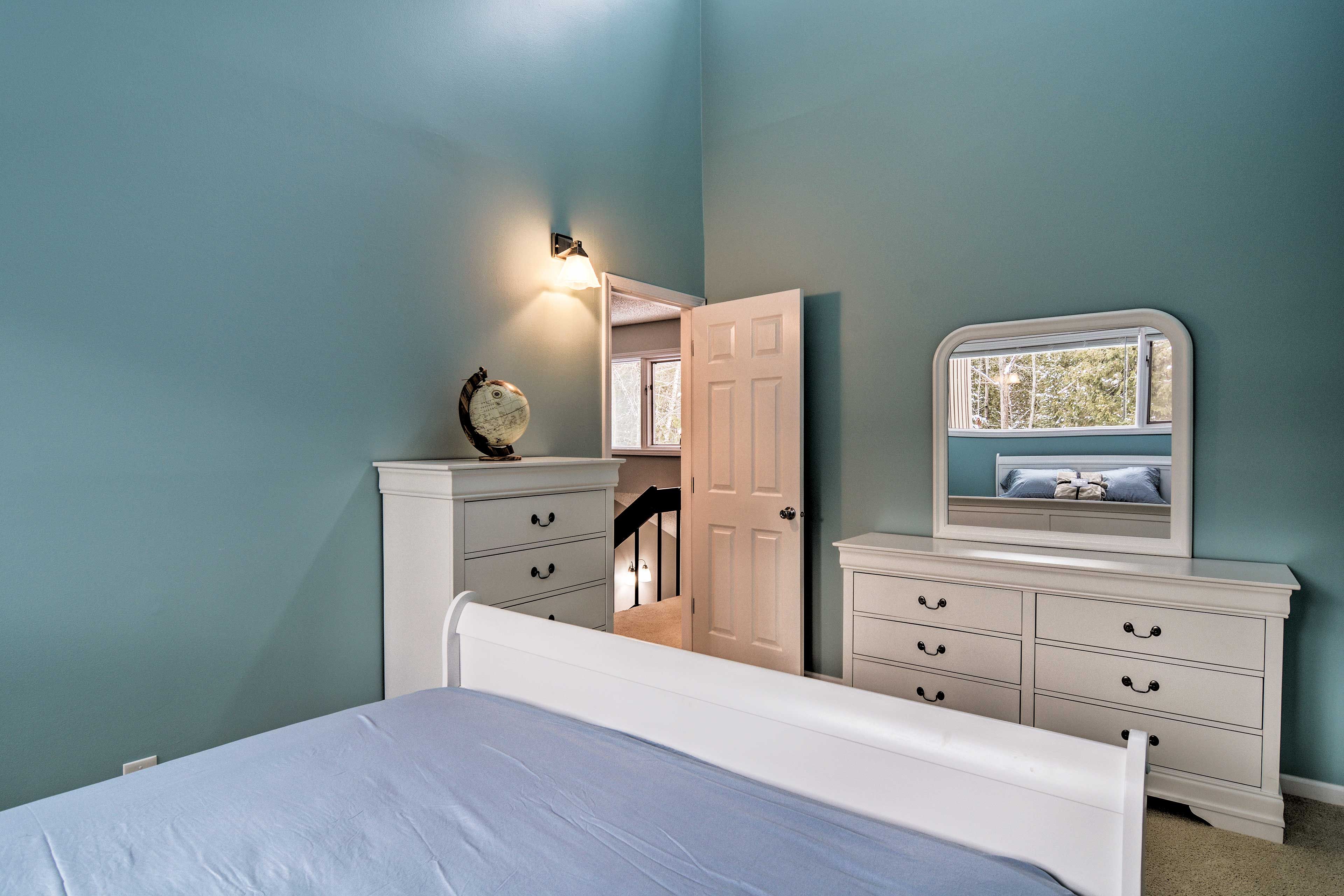 There's plenty of dresser space for your wardrobe.
