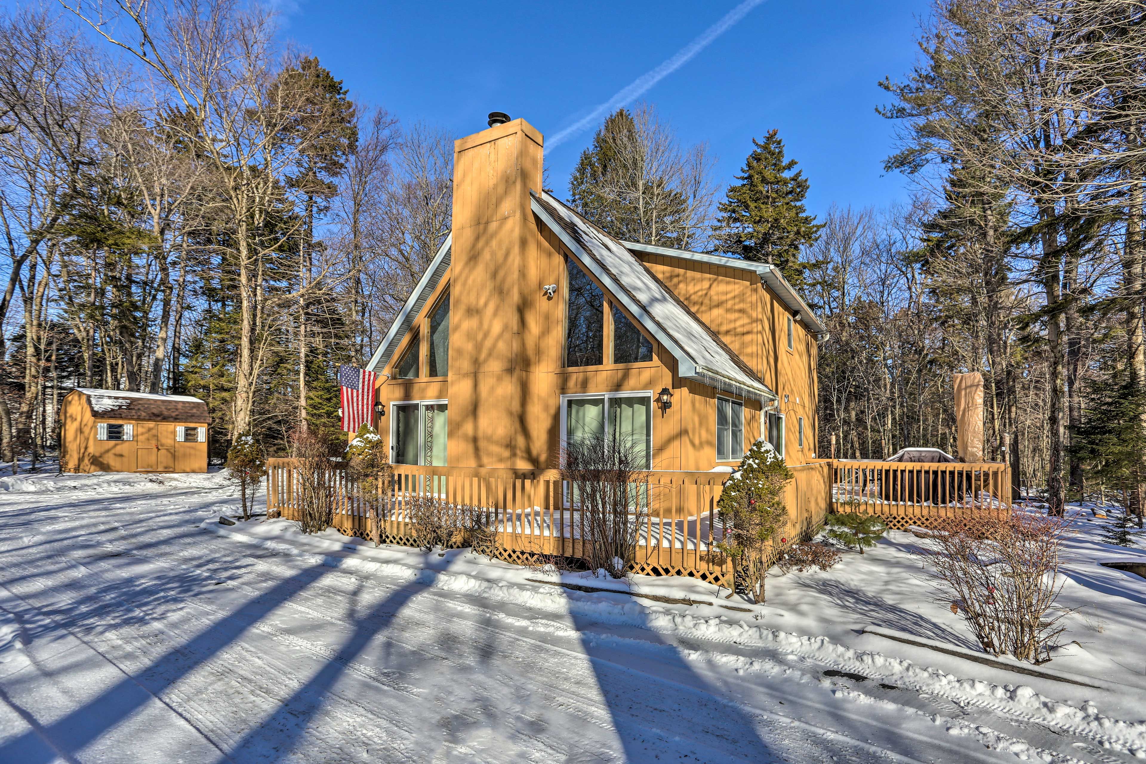 You'll feel at peace in the woods, with the comfort of town just minutes away!