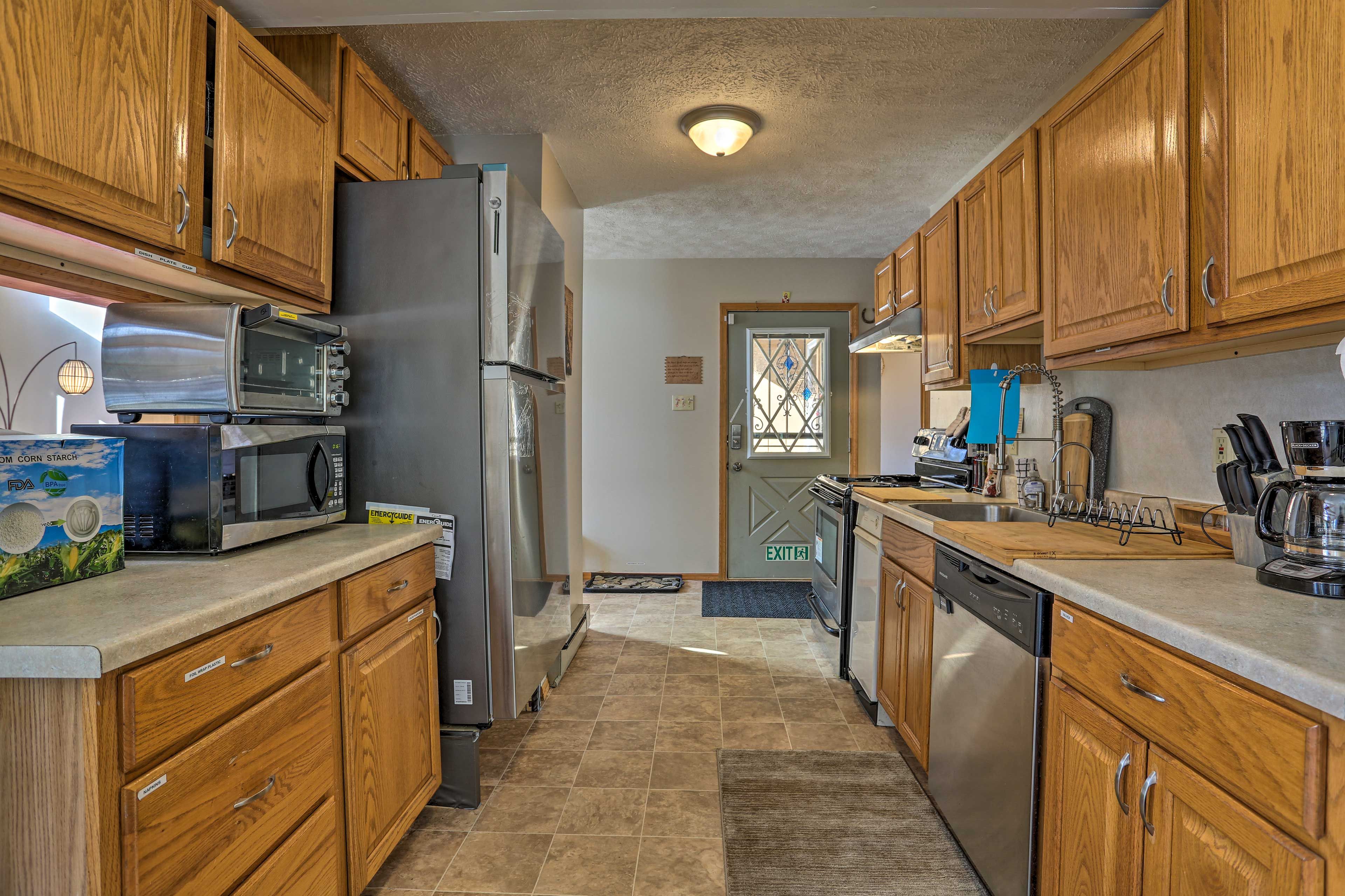 The kitchen is fully equipped with all the at-home cooking essentials.