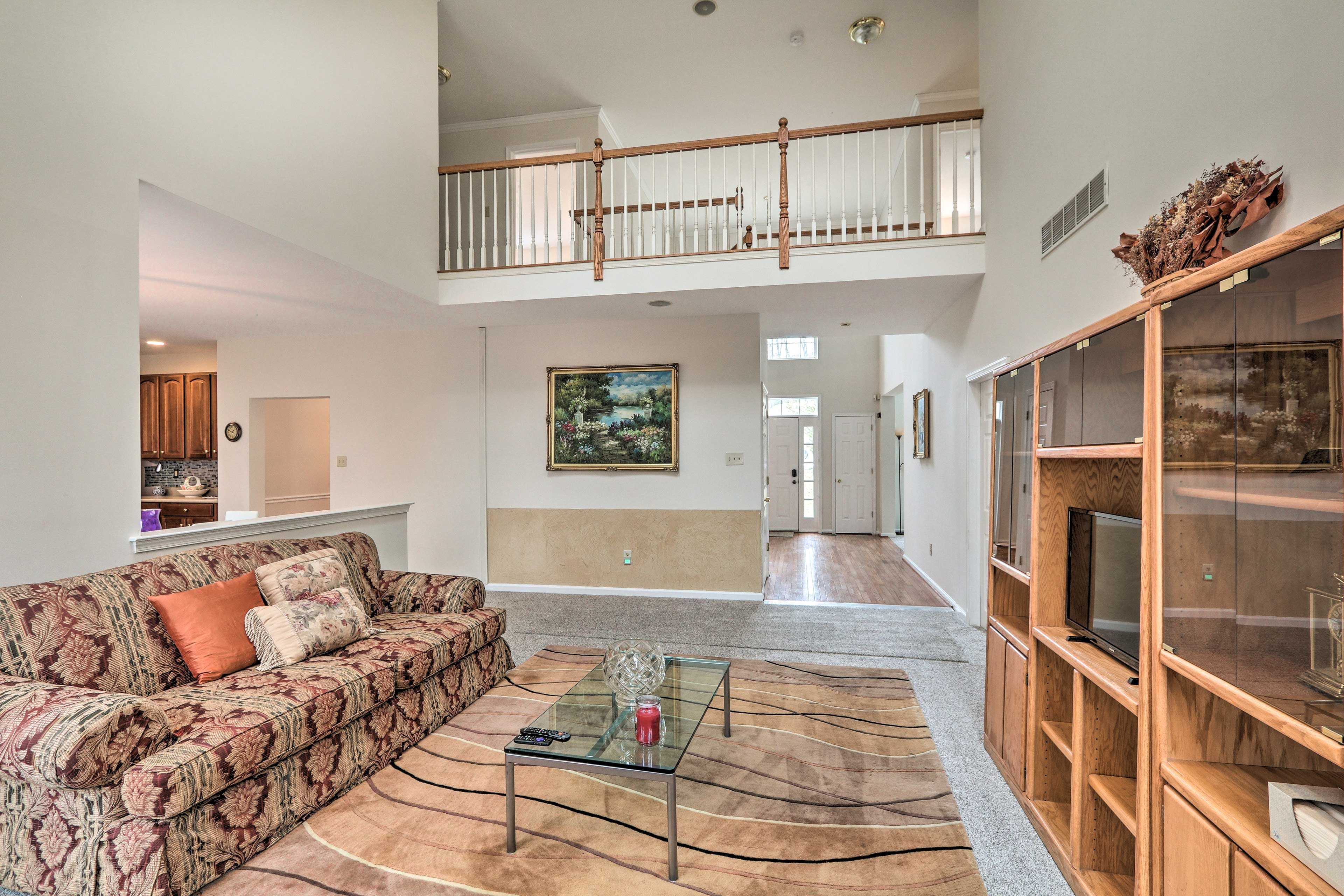 The living room offers ample room to relax.