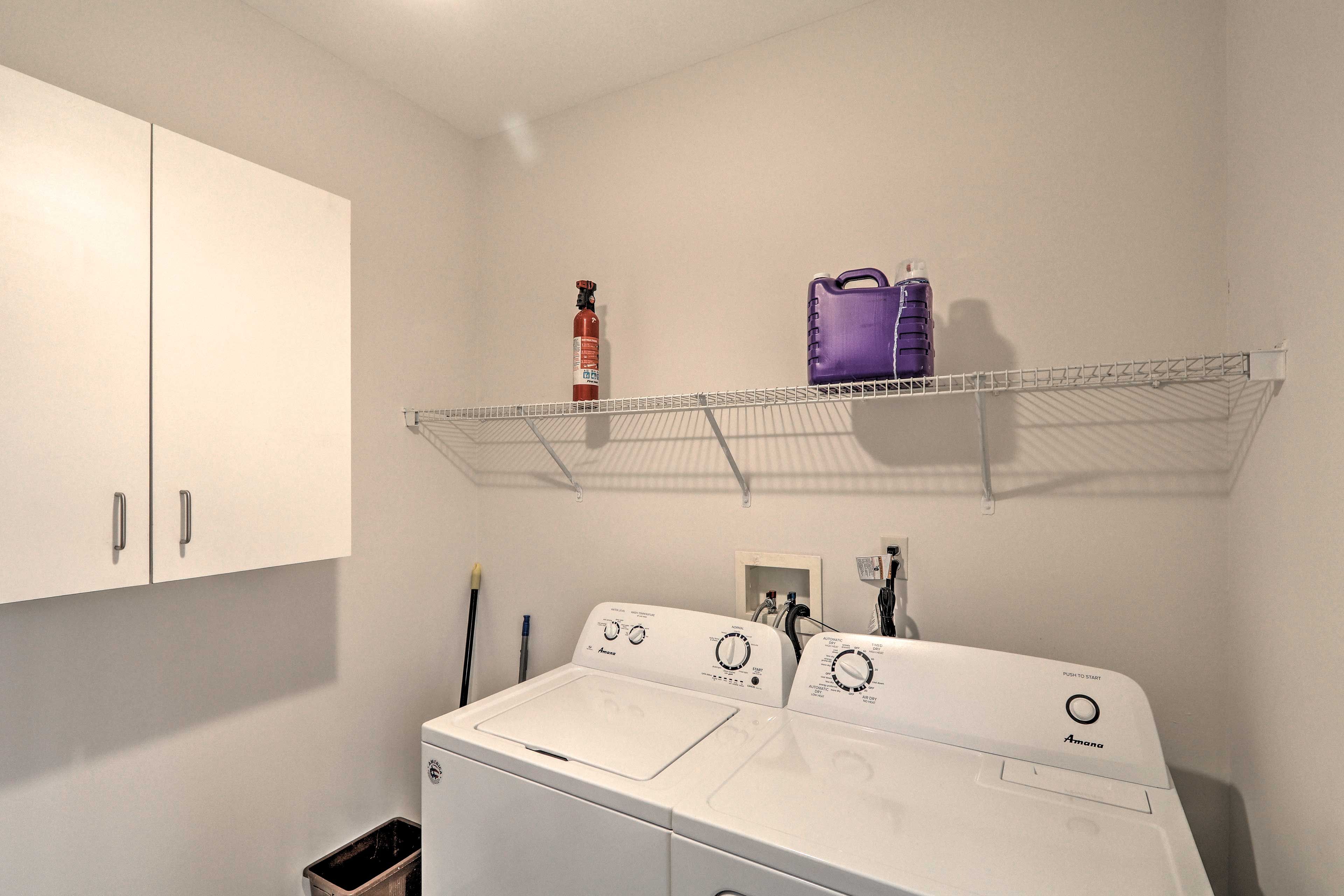 Wash your belongings in the laundry machines.