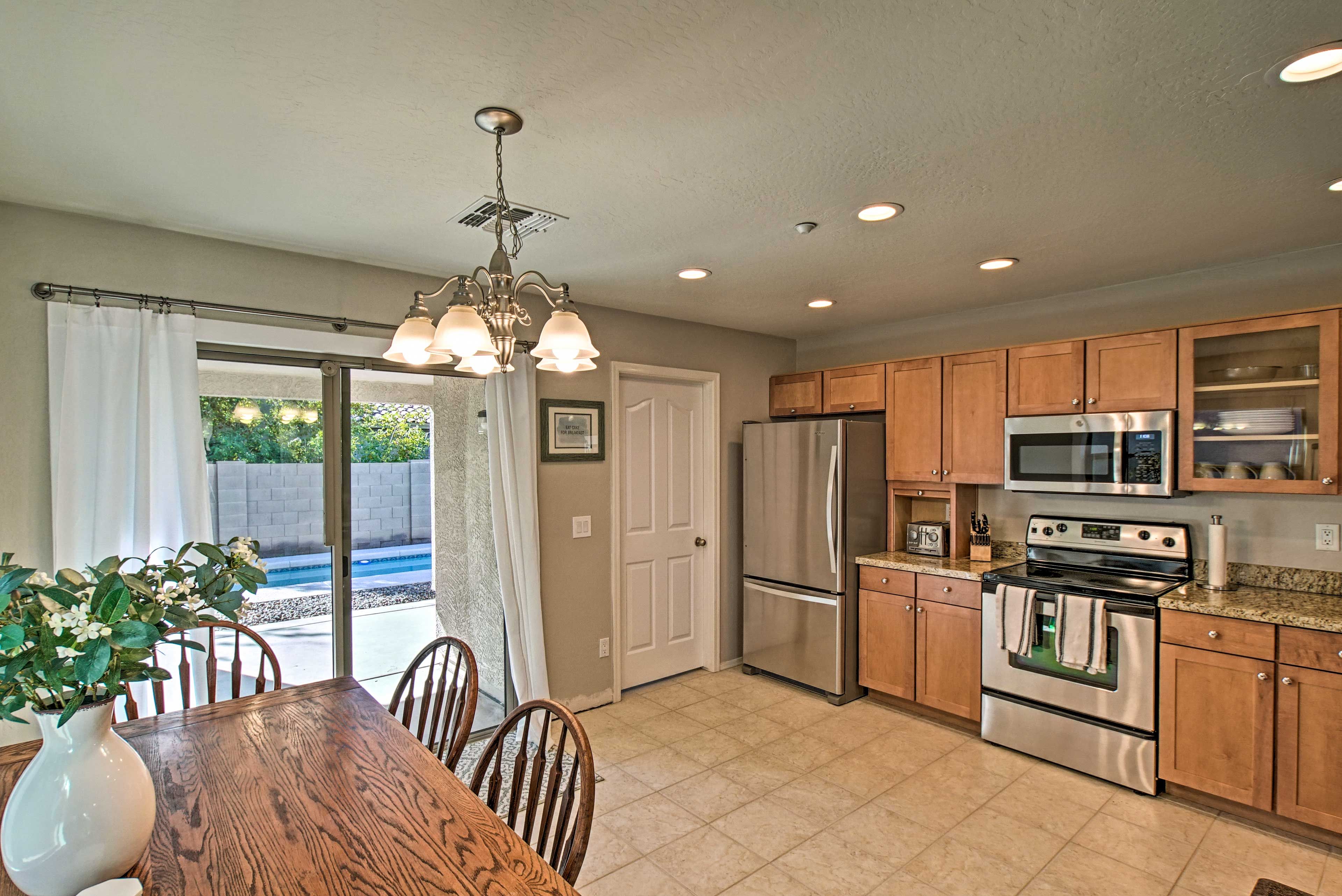 Step into the fully equipped kitchen when hunger strikes.