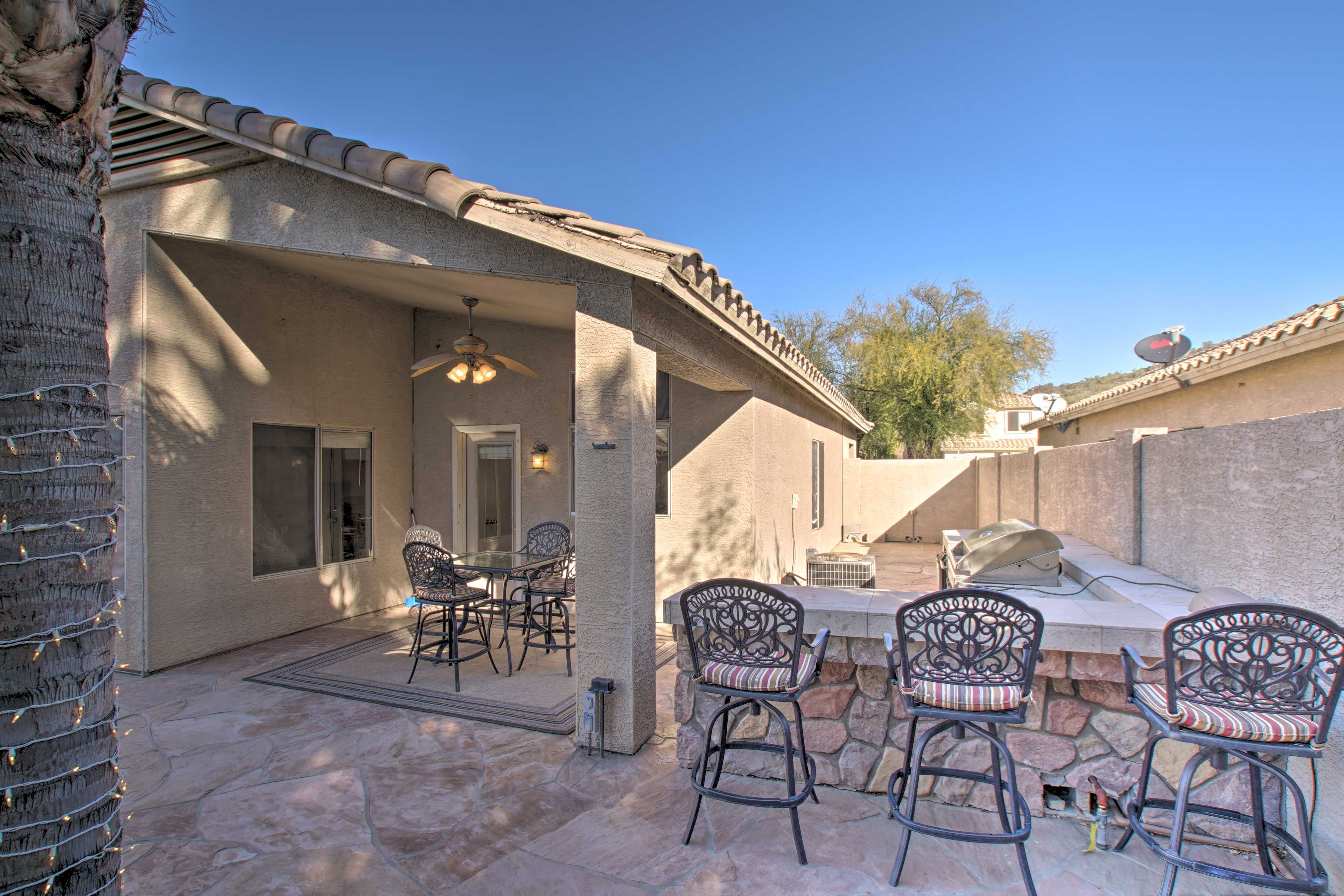 An outdoor breakfast bar is the perfect spot to enjoy your morning cup of joe.