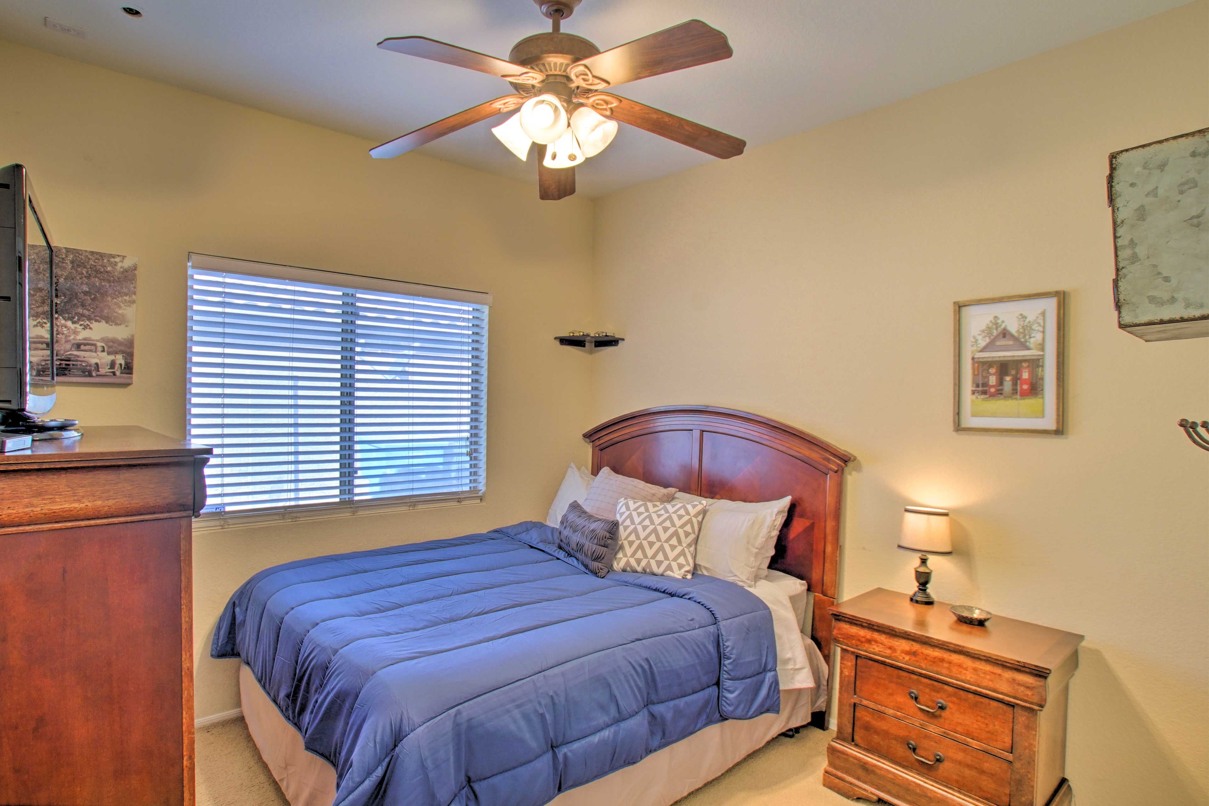 Bedroom 2 has a queen bed.