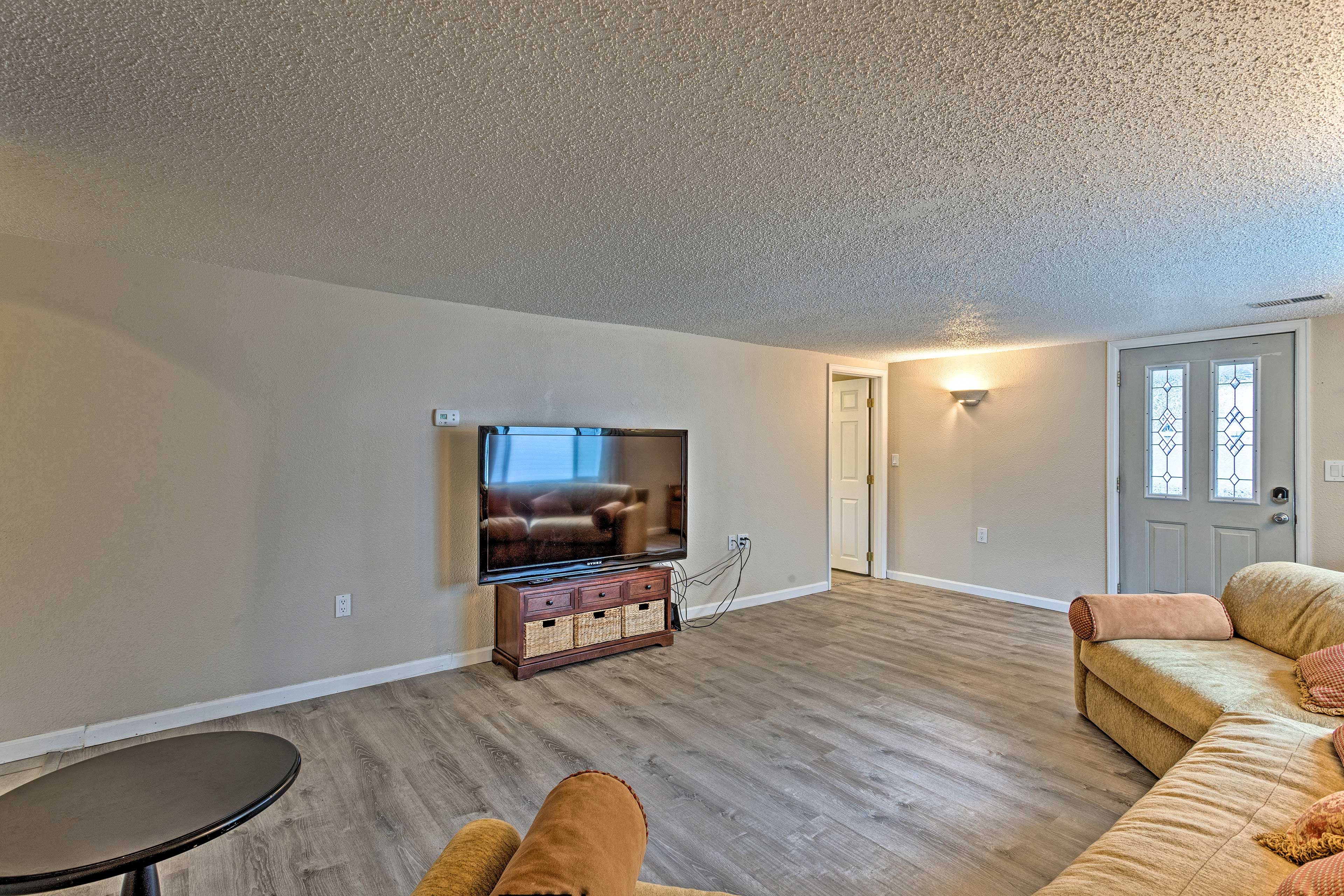 Watch a show on the flat-screen TV.