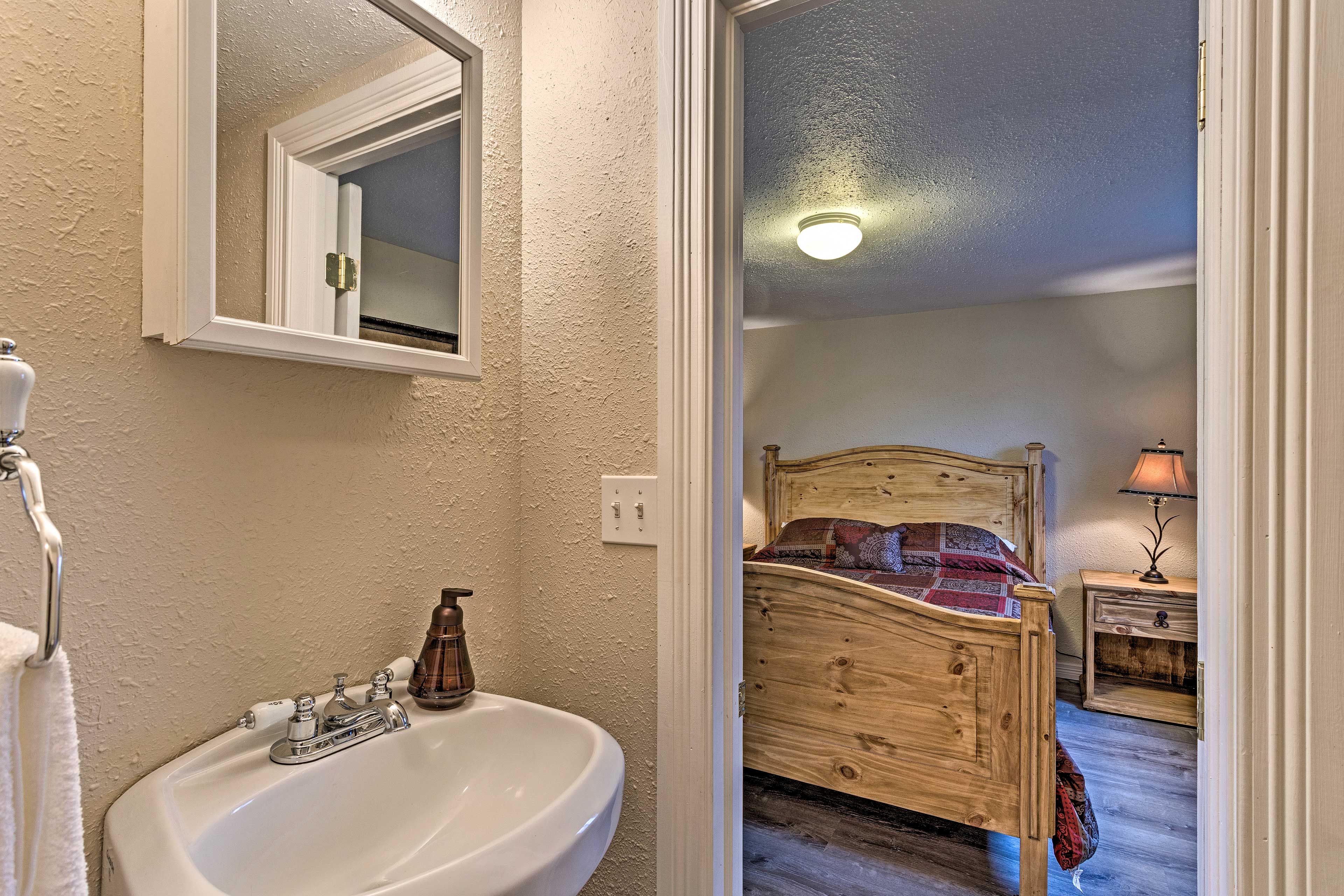 Store your toiletries in the cabinet.