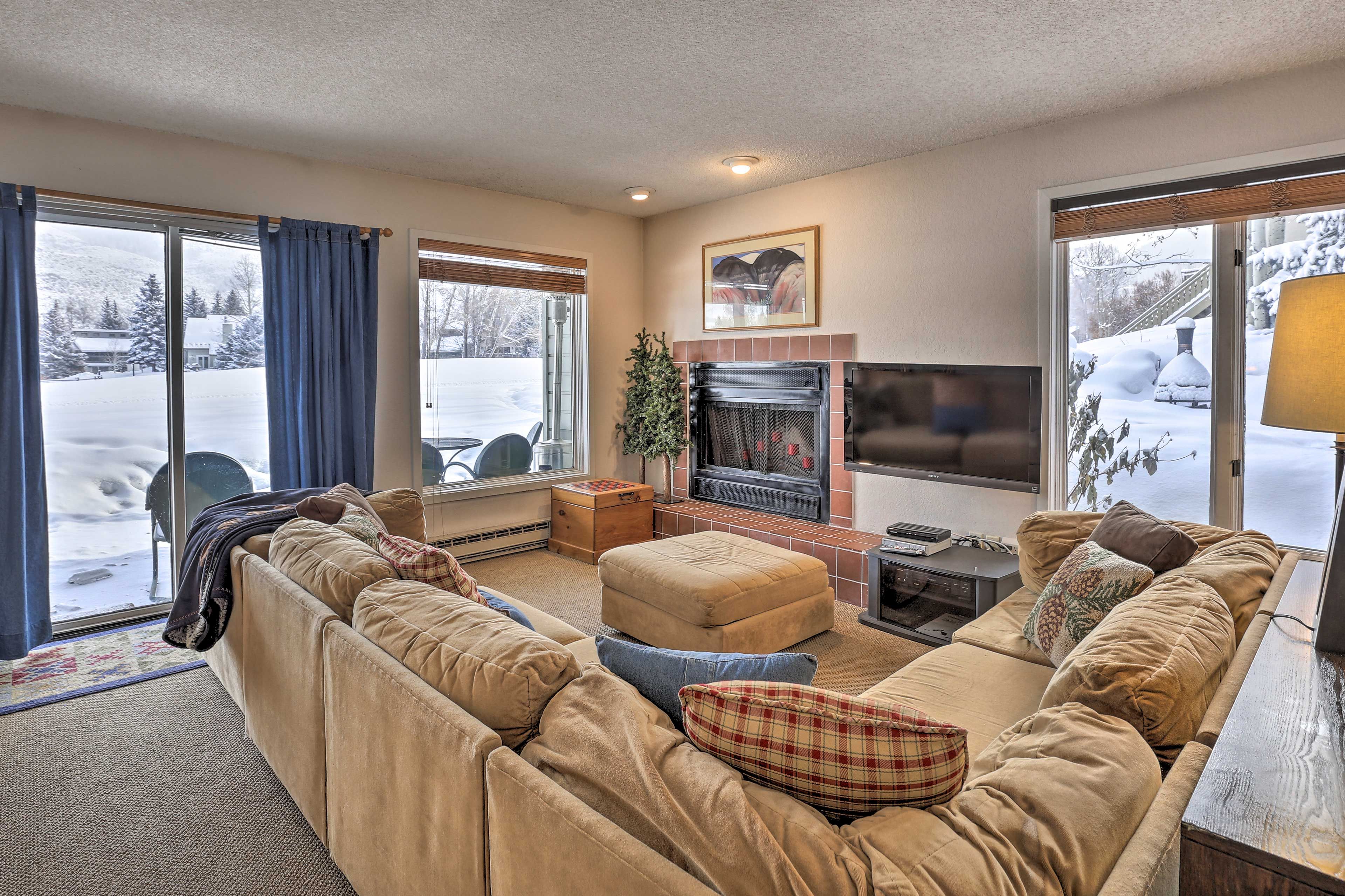 Enjoy a family movie as you sink into this sectional sofa.