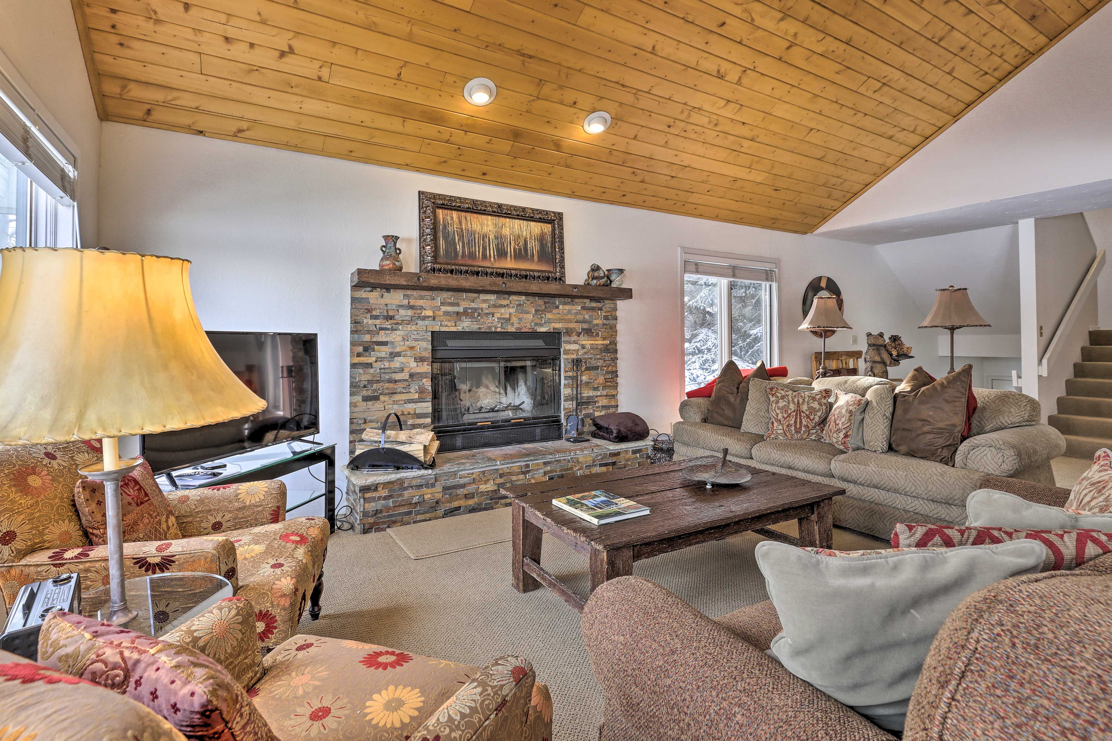 In chilly months, this fireplace will warm you right up.