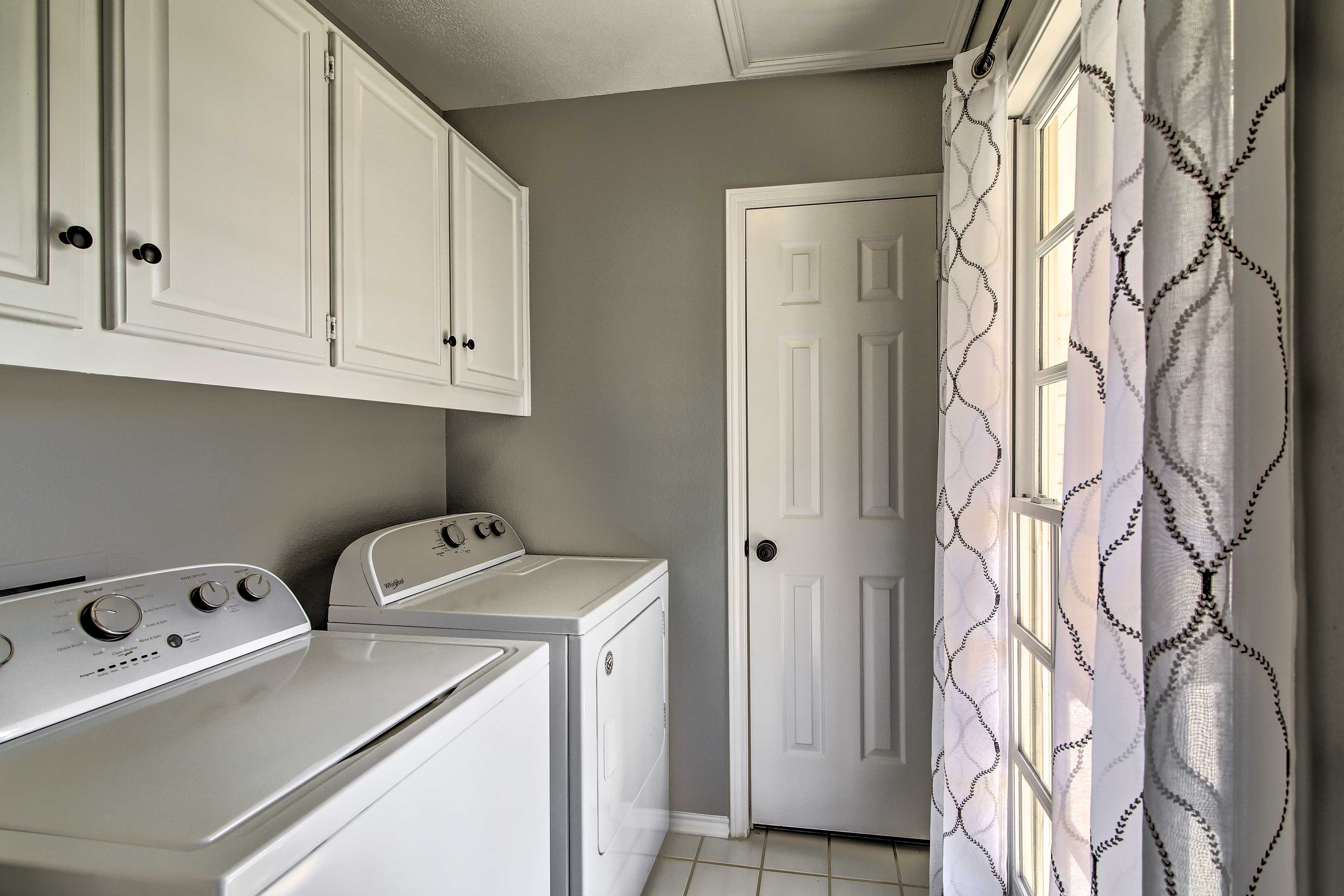 Keep your clothes looking fresh with the washer and dryer.