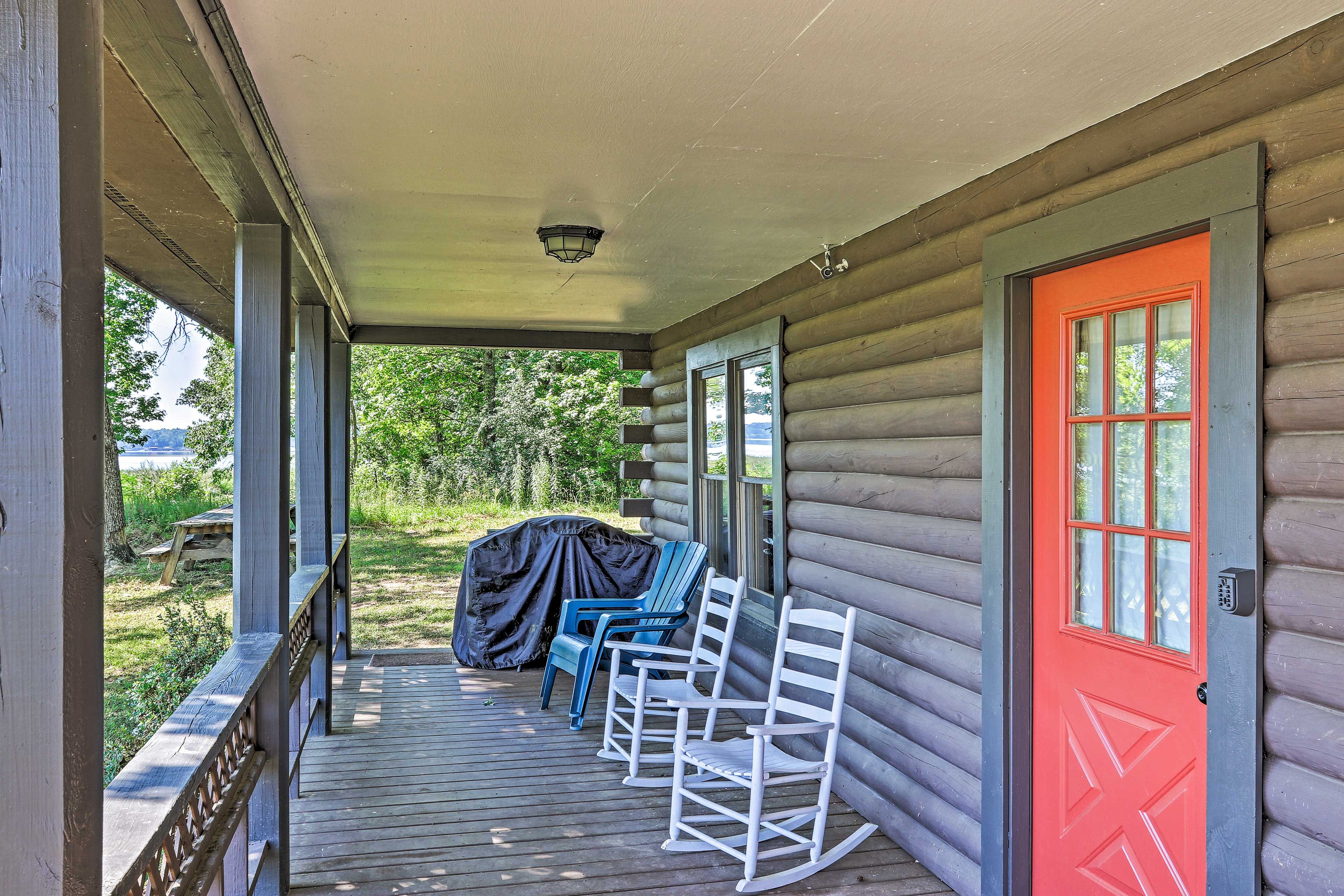 Relax on the front porch after a long day on the water.