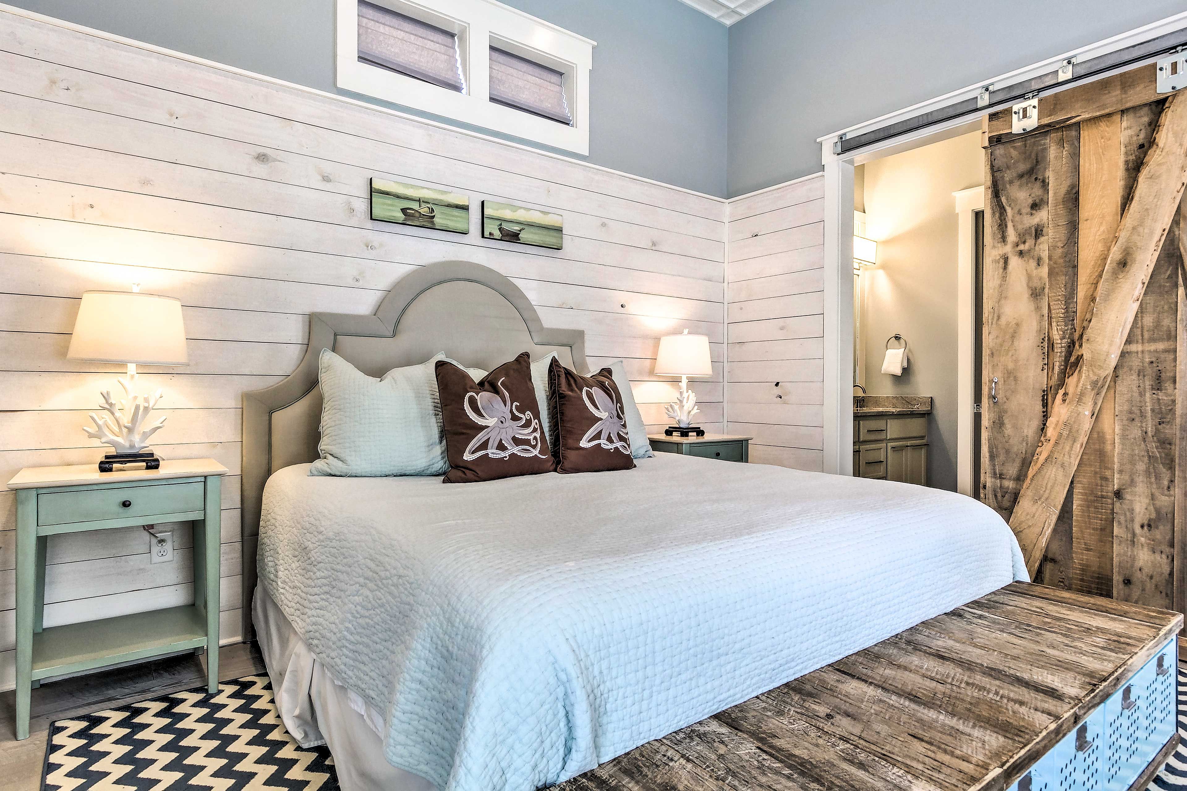 This first bedroom is fit for the heads of the house!