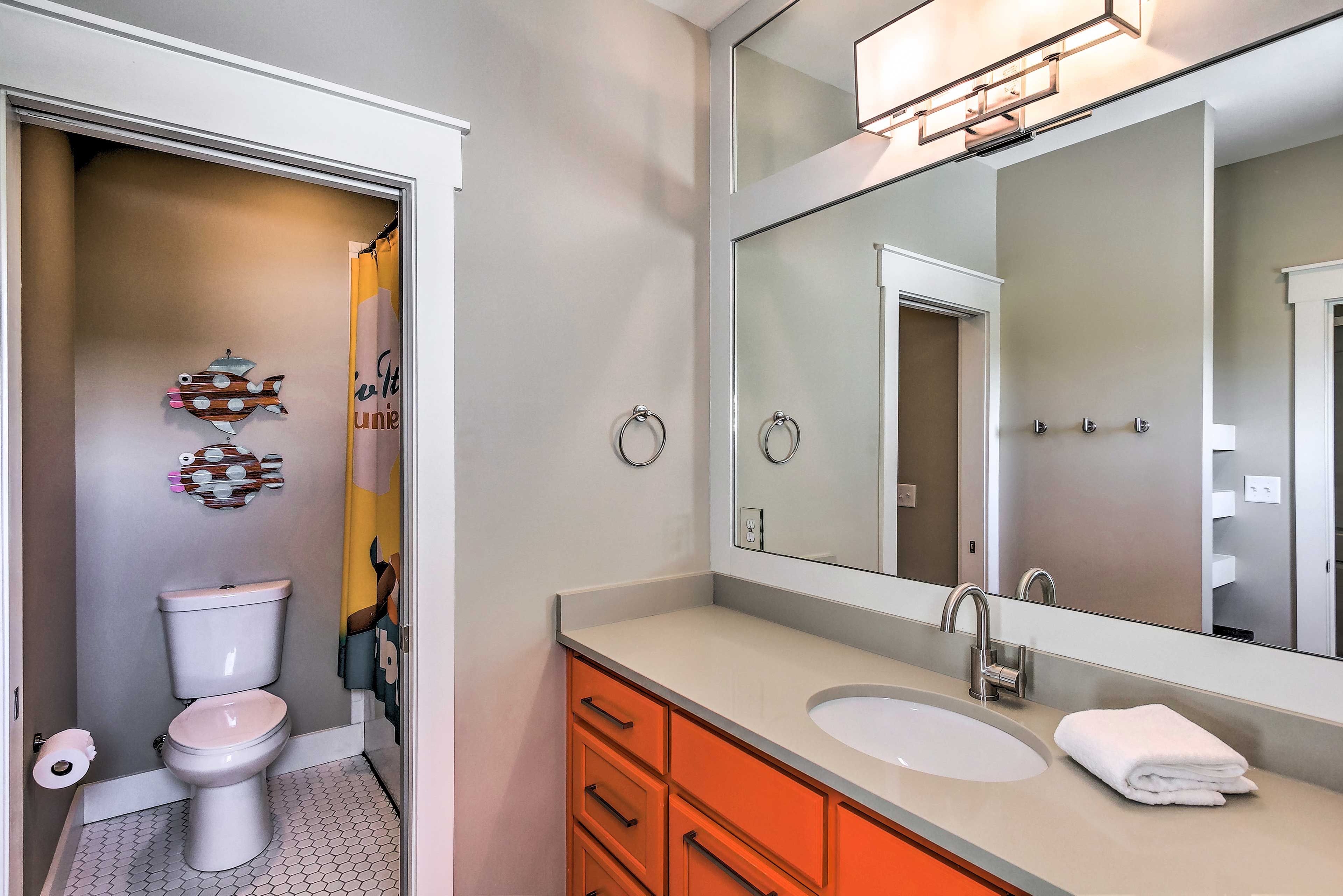 Hop in the shower before hitting the beach!