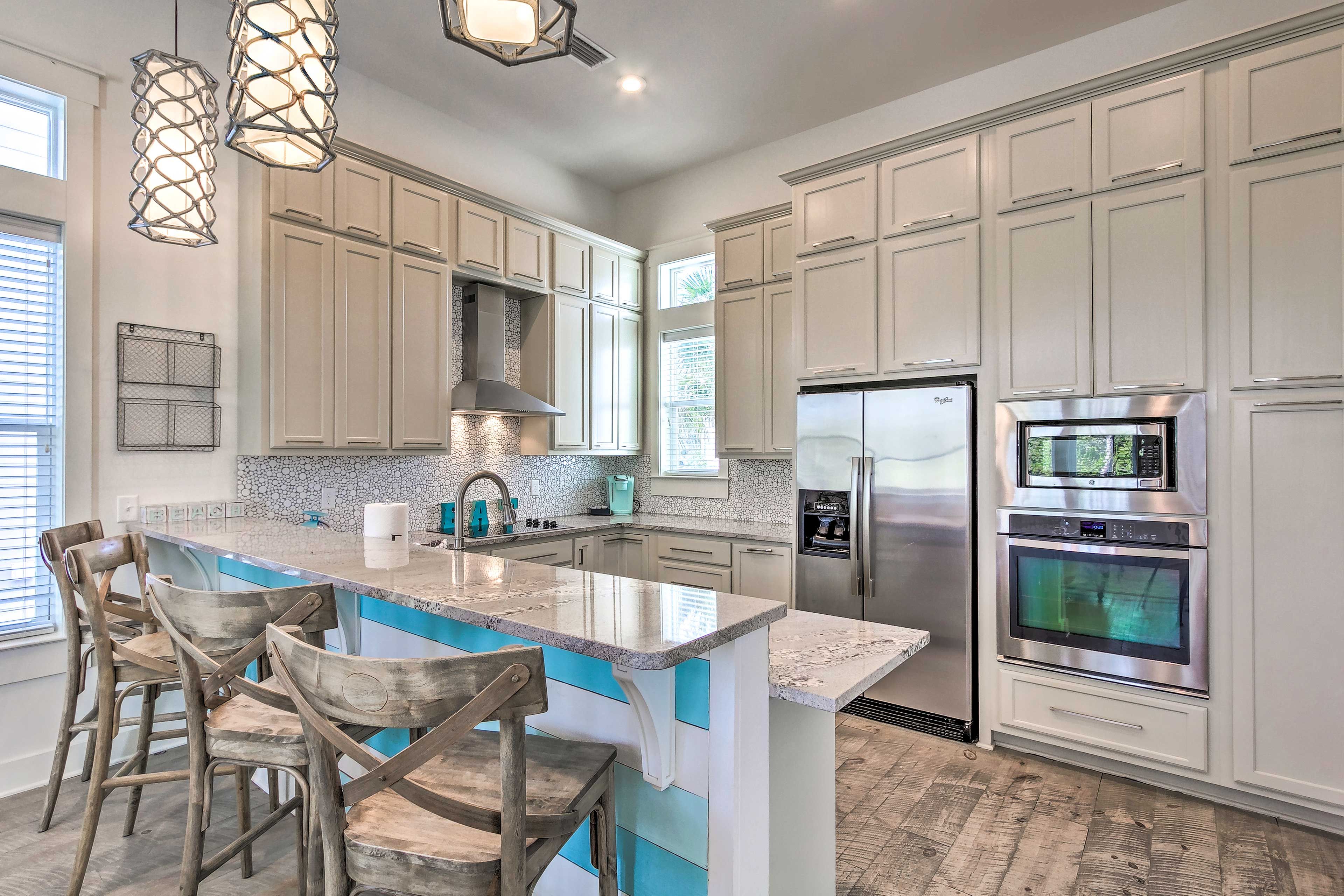 Pull up a stool to snack & chat with the chef while dinner is prepared.