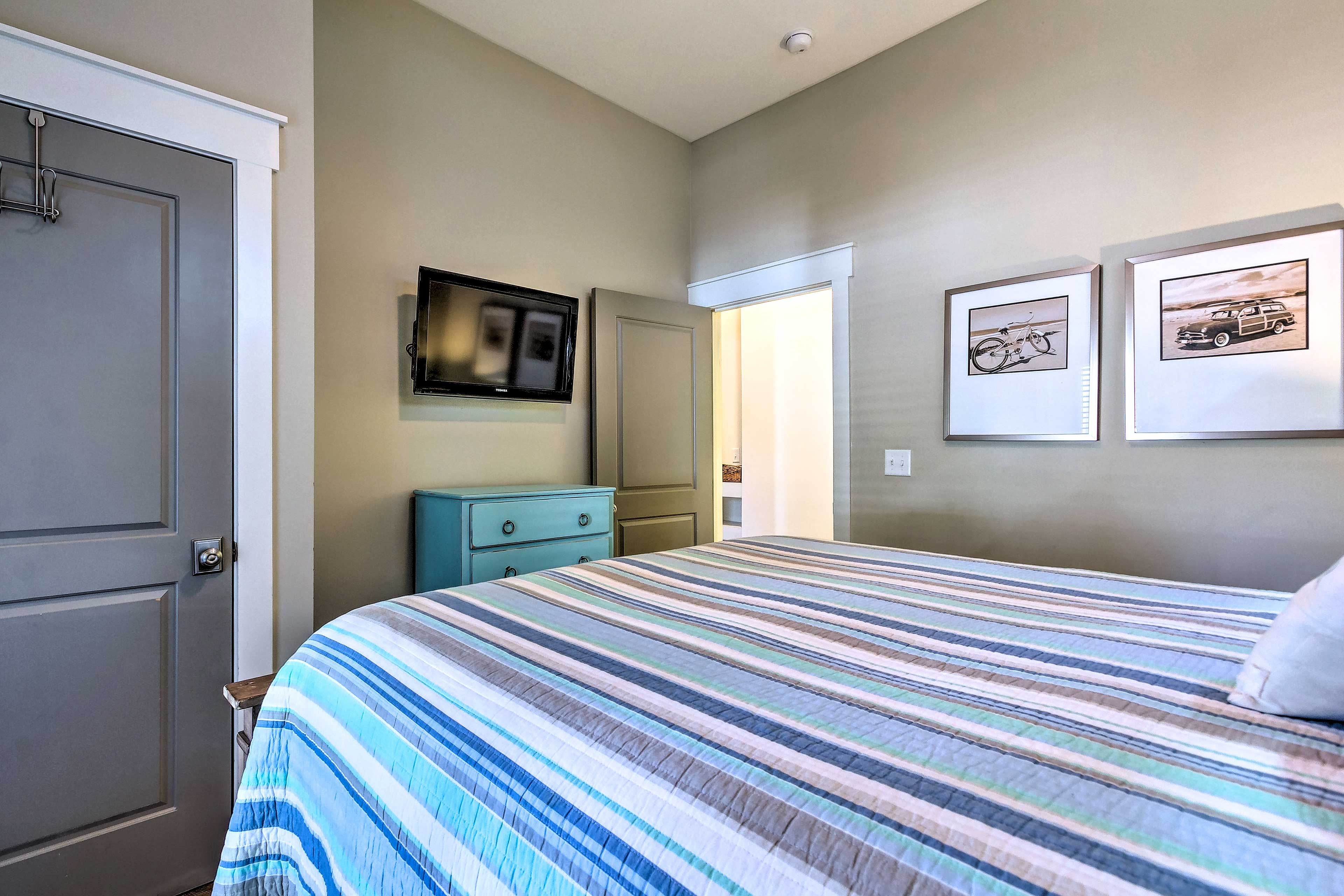 Bedroom TVs provide early-morning & late-night entertainment.