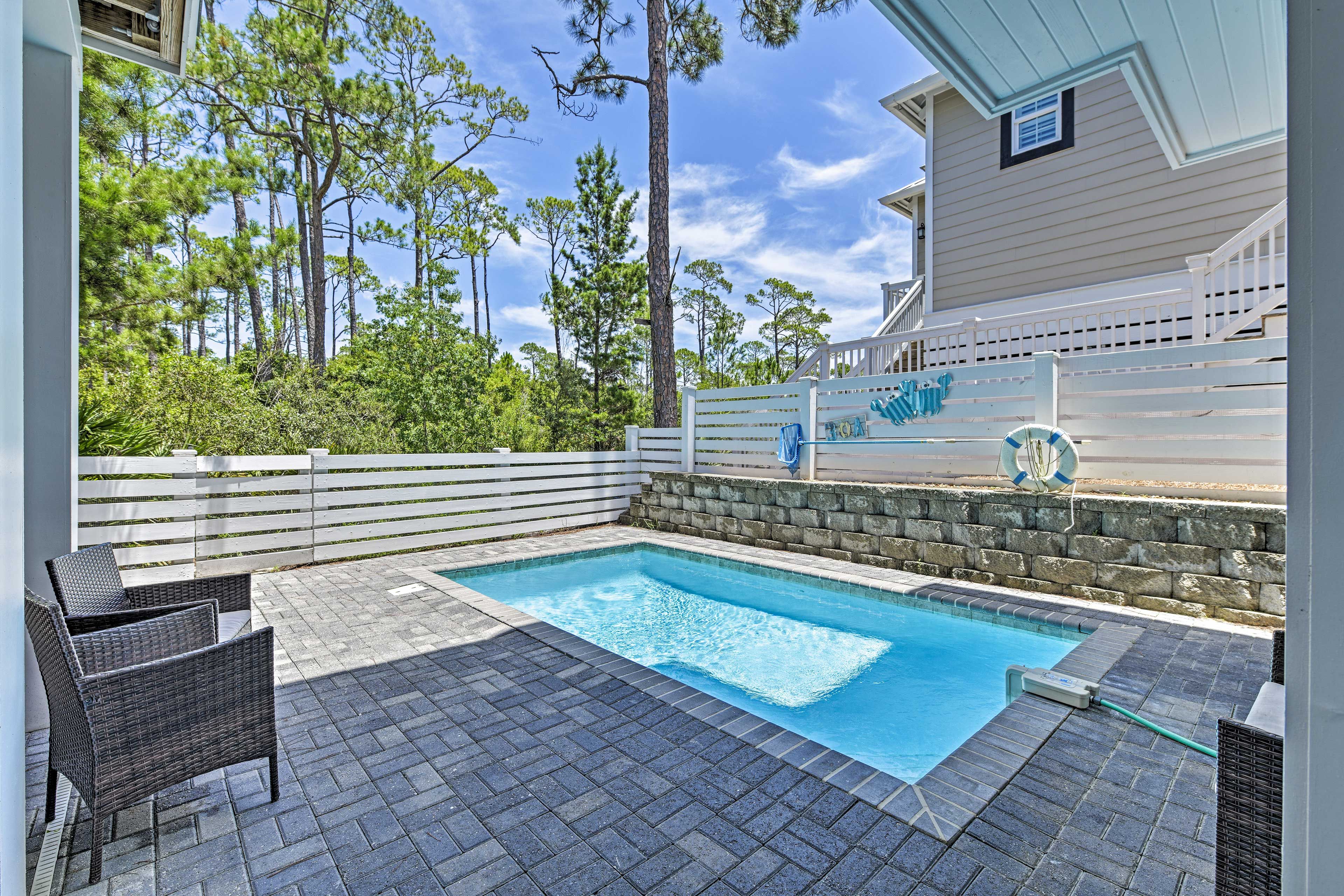 The pool can be heated for an additional fee.