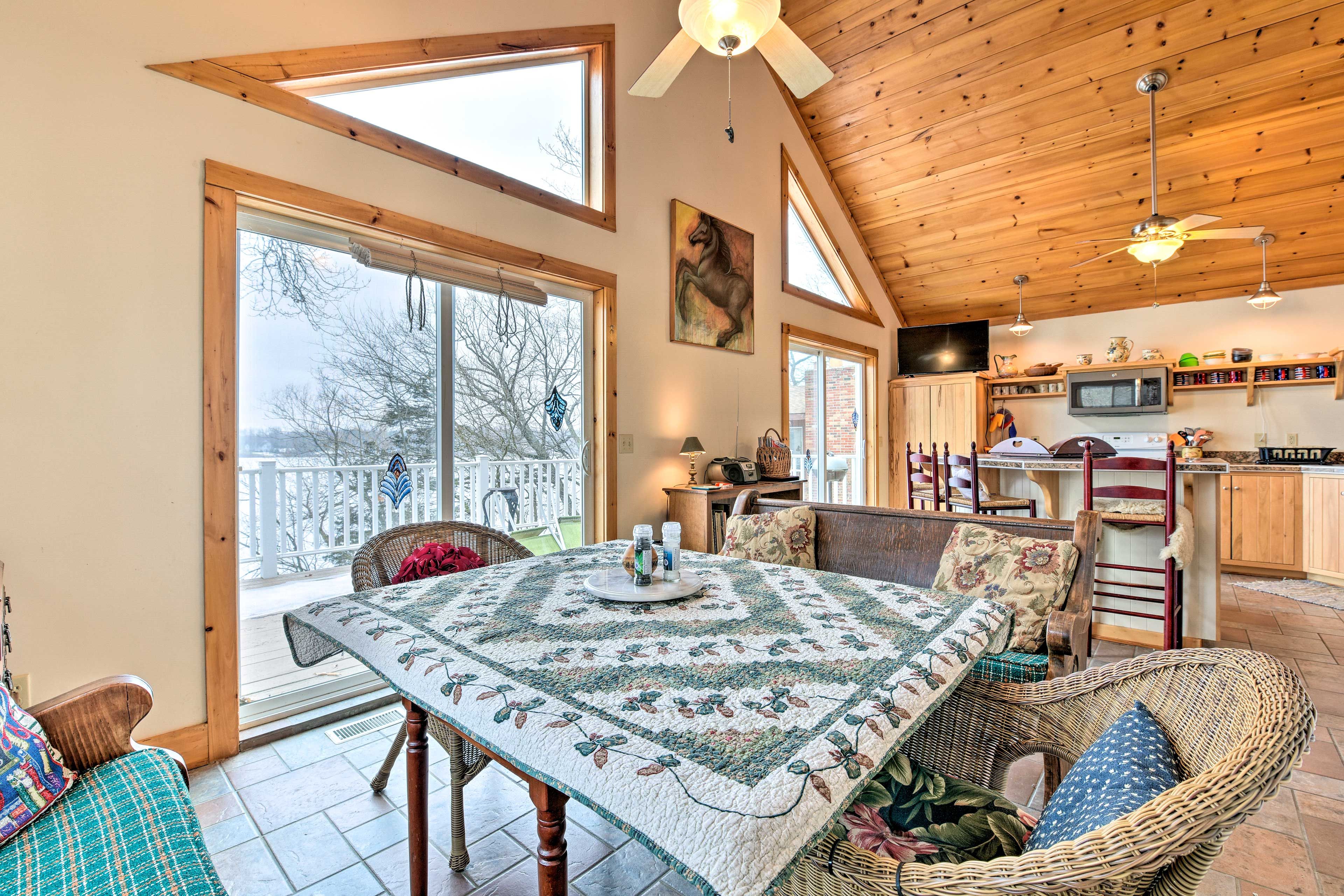 This 2-bedroom, 2-bath vacation rental is located in Delton!