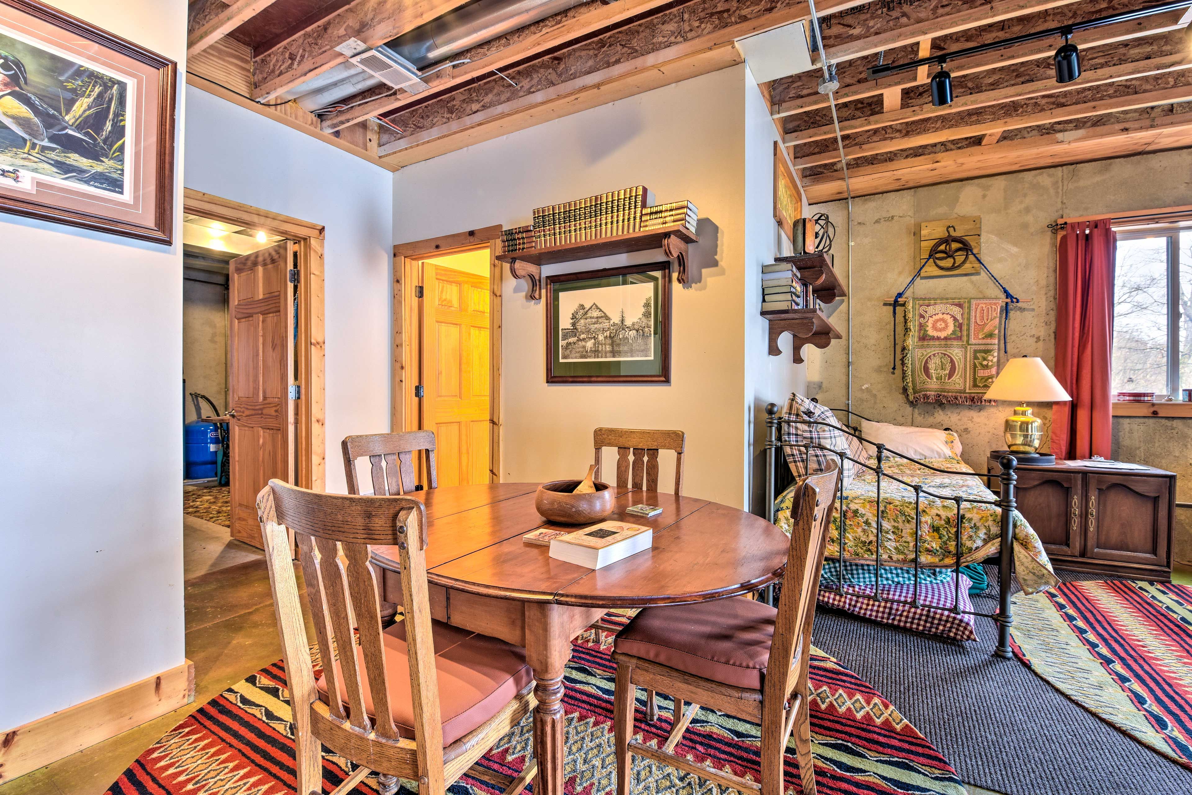There is an additional dining table that seats 4 travelers.