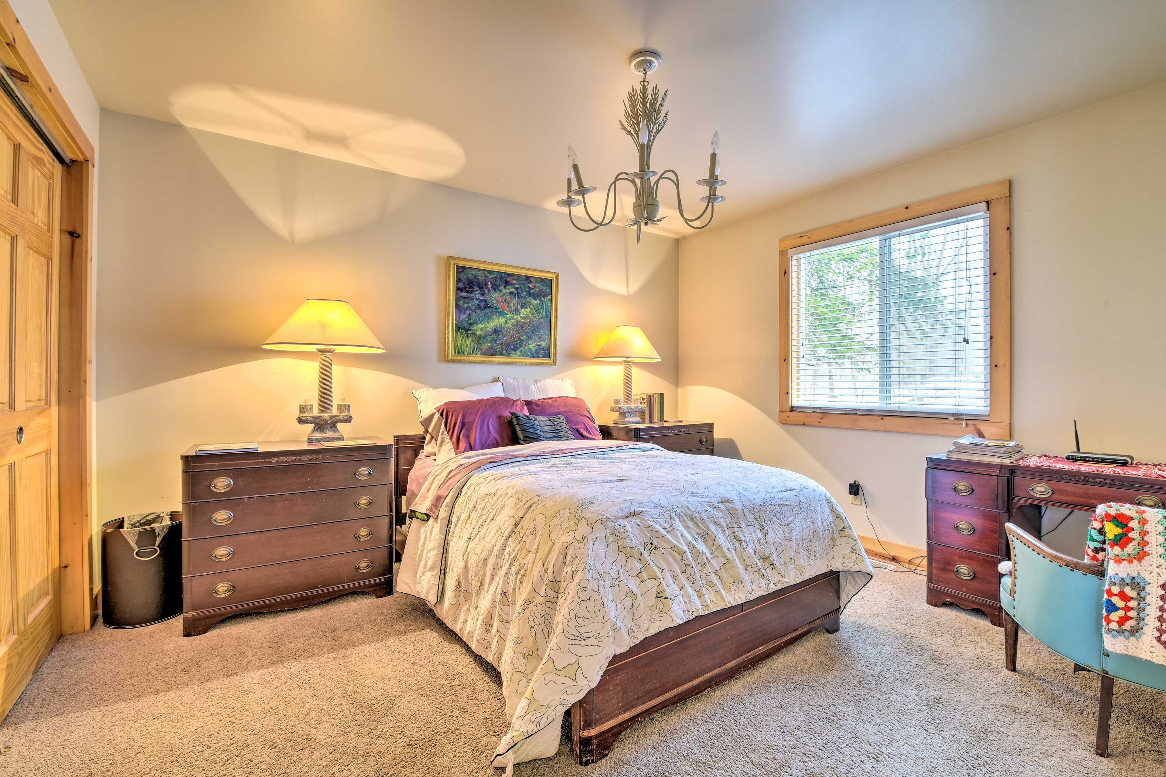 The main bedroom has a full bed.