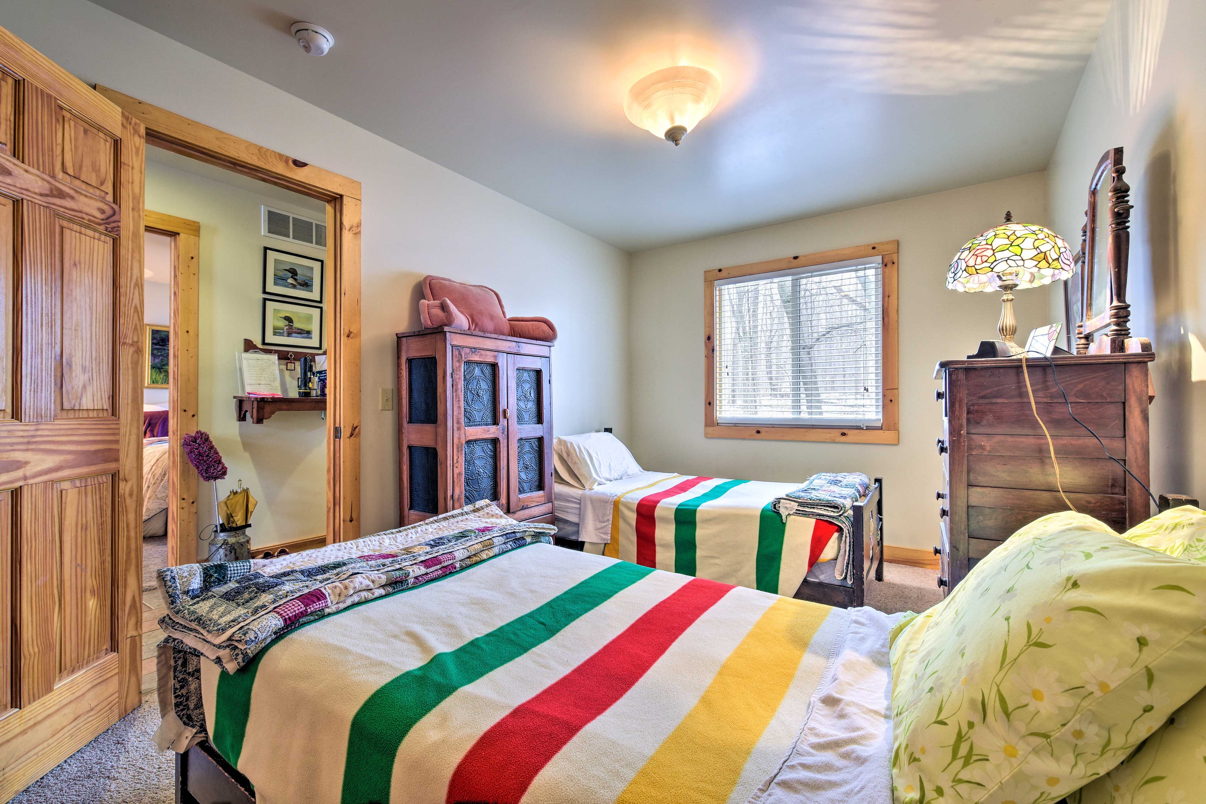 Bedroom 2 is home to 2 twin beds.