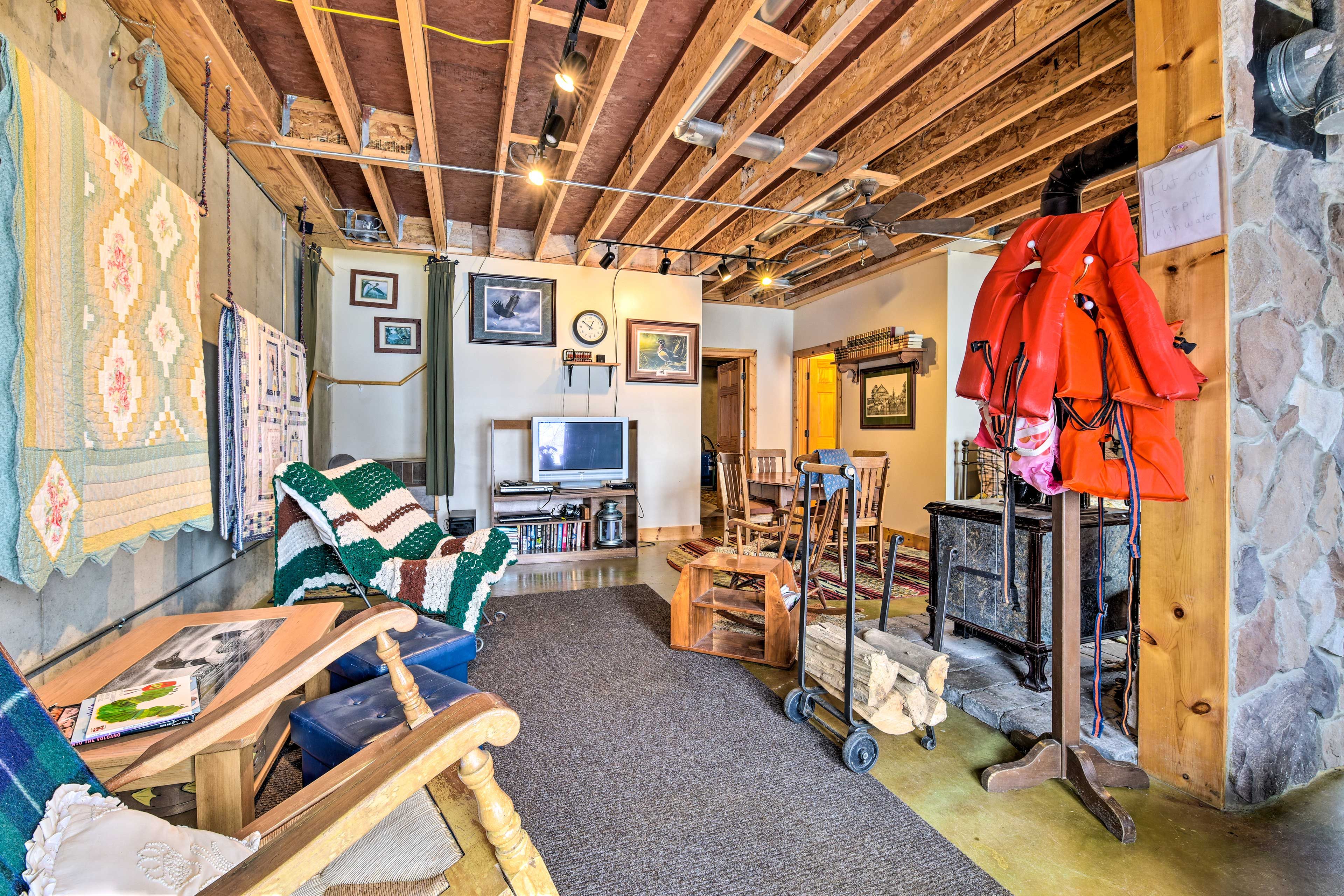 Watch movies on the flat-screen TV.