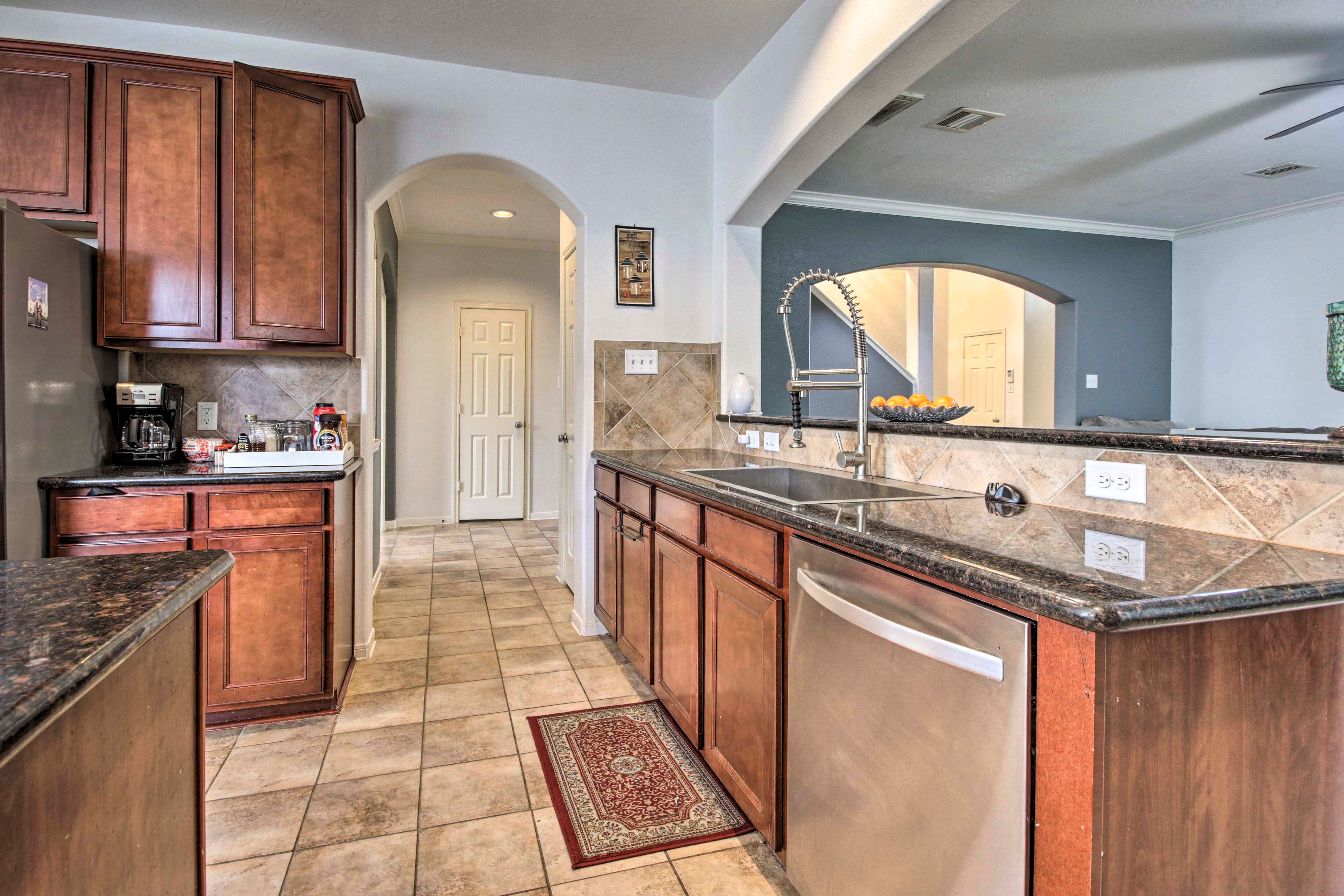 All the essentials are provided in the kitchen, including a dishwasher!